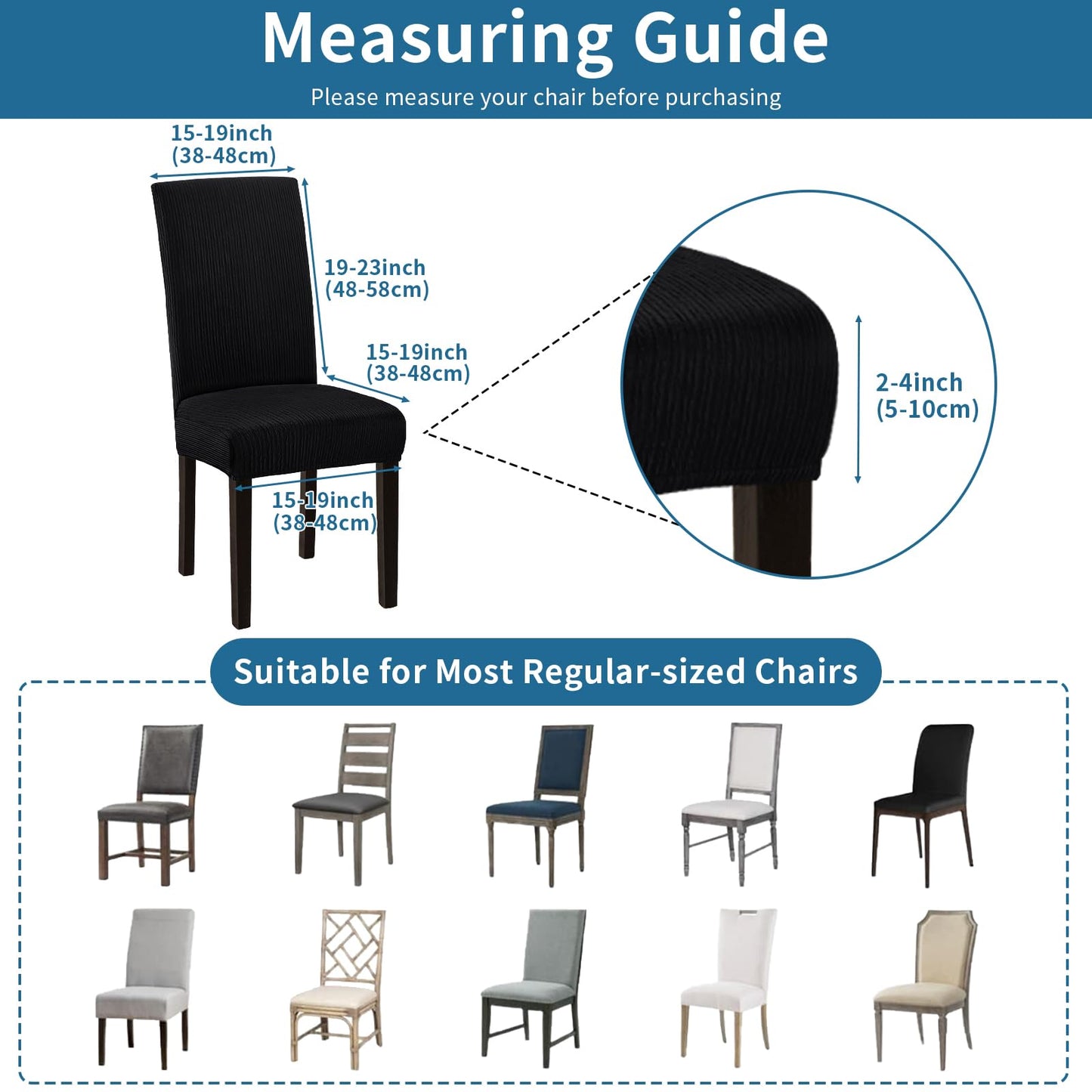 Fafua Stretch Dining Room Chair Covers Set of 6, Removable Washable Chair Covers for Dining Chairs,Dining Room, Hotel, Ceremony