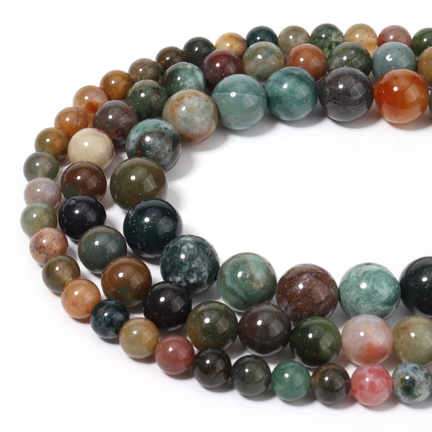 45pcs 8mm Natural Stone Beads Indian Agate Beads Energy Crystal Healing Power Gemstone for Jewelry Making, DIY Bracelet Necklace