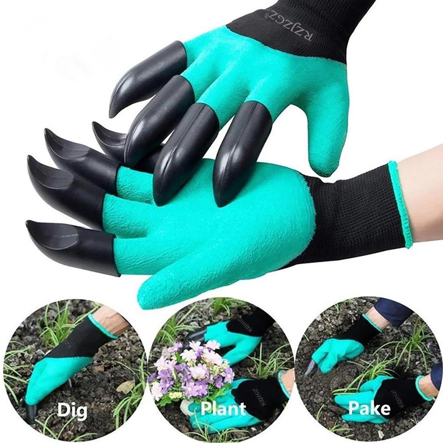 RZJZGZ 2 Pairs Garden Gloves with Claws for Women and Men Both Hands Gardening Work Gloves Garden Gloves Yard Work Safe Gloves for Easy Digging Planting