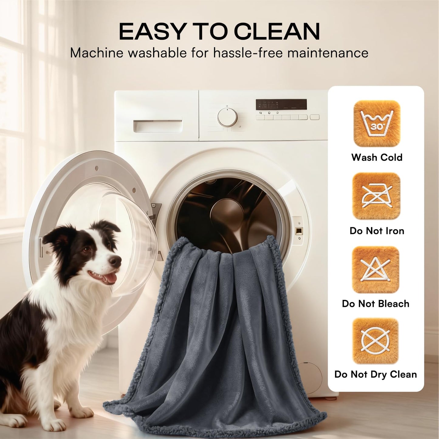 Waterproof Pet Blanket, Liquid Pee Proof Dog Blanket for Sofa Bed Couch, Reversible Sherpa Fleece Furniture Protector Cover for Small Medium Large Dogs Cats, Dark Gray Medium（57" x 40"）
