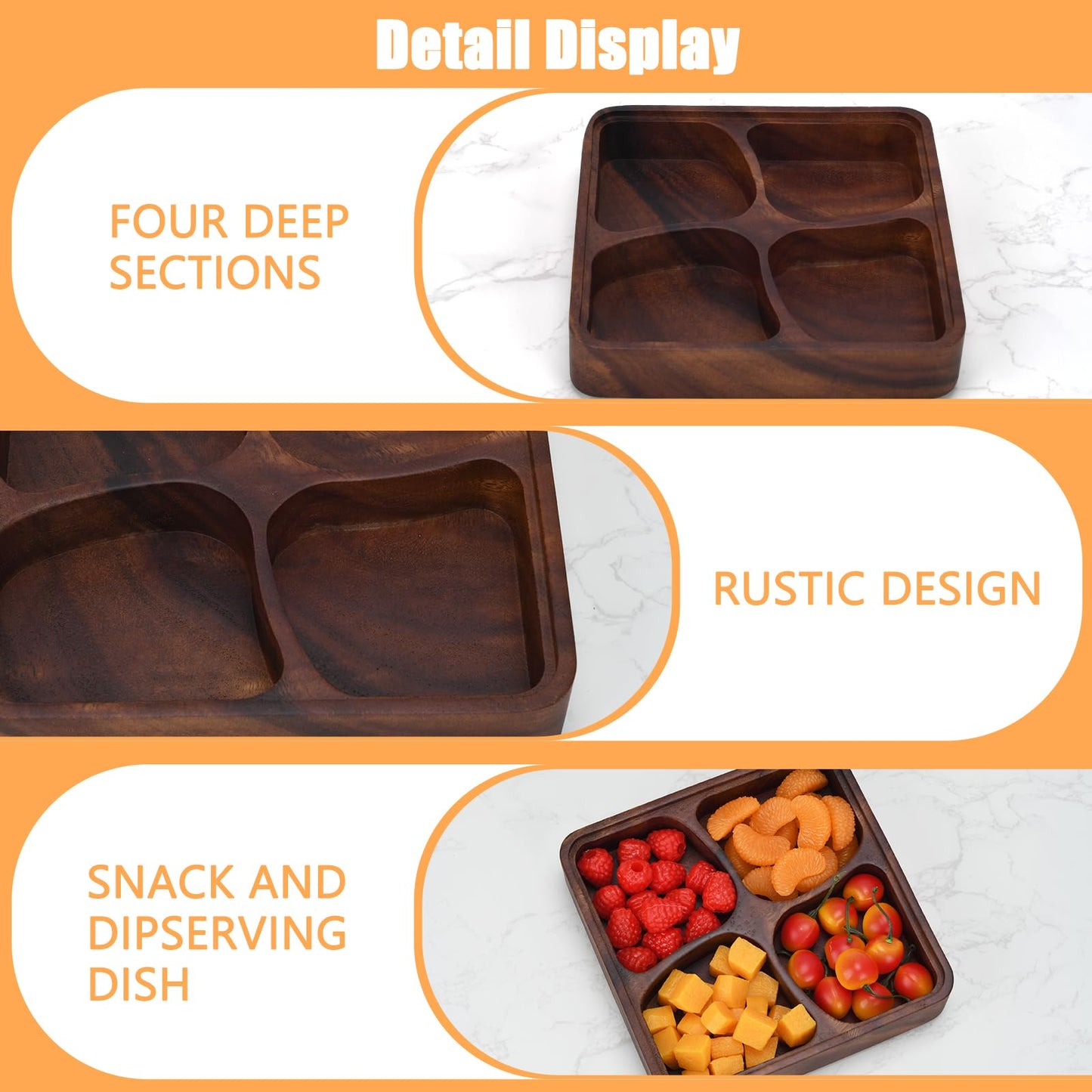 XHKDSYMC Fruit platter,Wood Serving Tray,Wooden Fruit Bowl for Kitchen Counter for Dessert Platter Tray Dish Kitchen Dining Fruits,Dessert,Snack