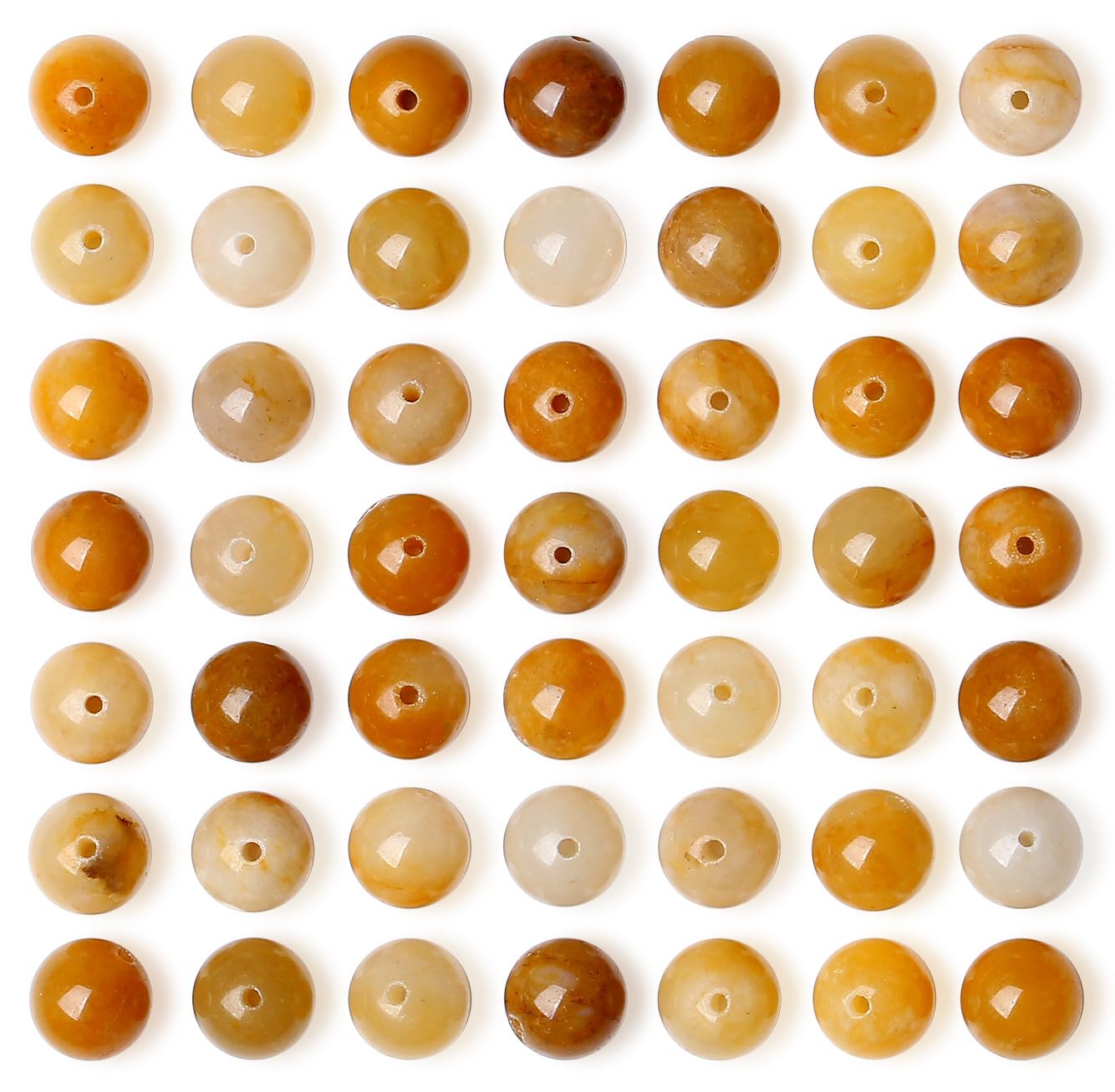 QINJIEJIE 100PCS Yellow Aventurine Stone Beads 8mm Natural Beads Round Loose Gemstone Bead for Bracelet Beading Crystal Jewelry Making DIY Necklace Earrings 0.32"