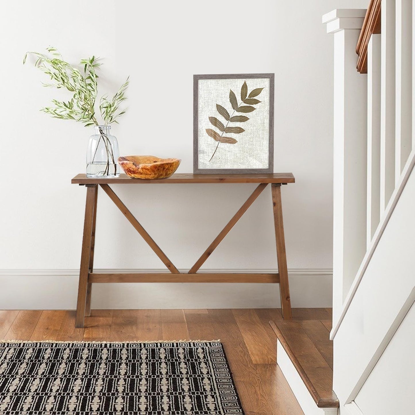 Wnutrees 43" Farmhouse Solid Wood Console Tables, Rustic Hallway Table, Solid Firwood Sofa Table for Entryway, Living Room, Easy Assembly, Natural