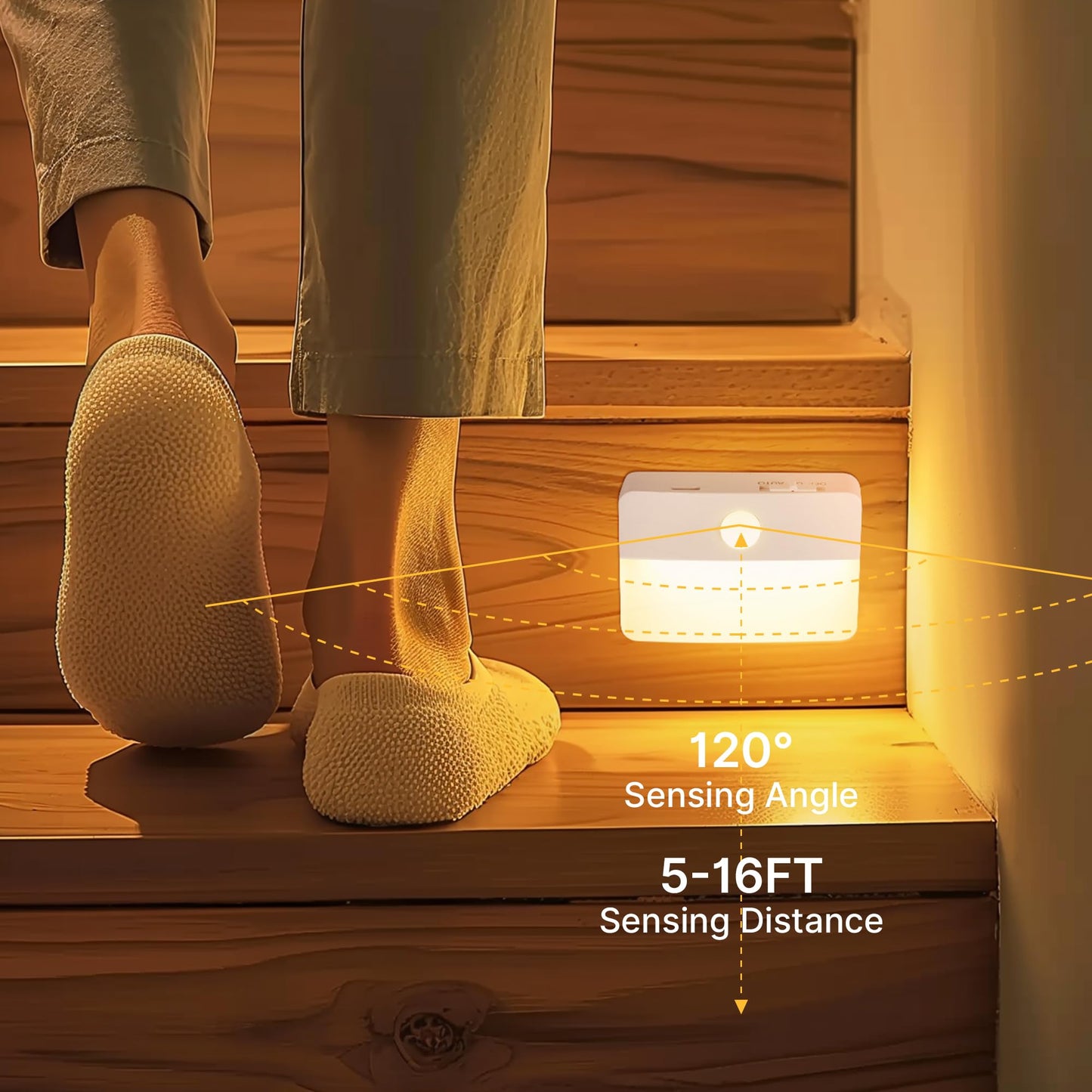 sooogd 6 Pack Rechargeable Motion Sensor Stair Lights Indoor, Automatic Activated LED Night Light Wireless Battery Powered Portable Hallway Step Toilet Closet Lamp for Bedroom Kitchen ﻿