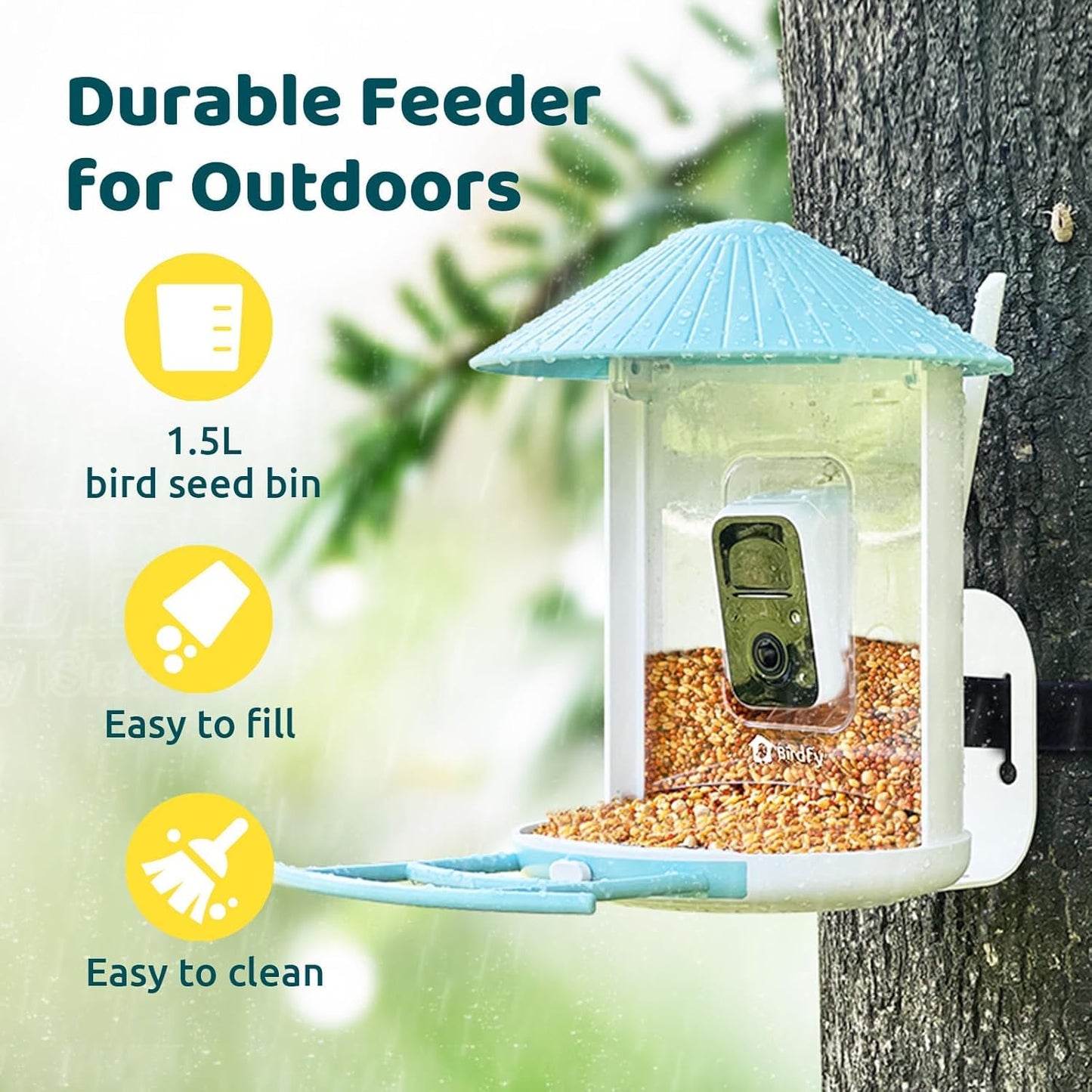 NETVUE by Birdfy Smart Bird Feeder with Camera Solar Power, Smart AI Birdwatching Camera, Auto Capture & Notify, Clear Day & Color Night Video & Pictures, Ideal Gift for Lover
