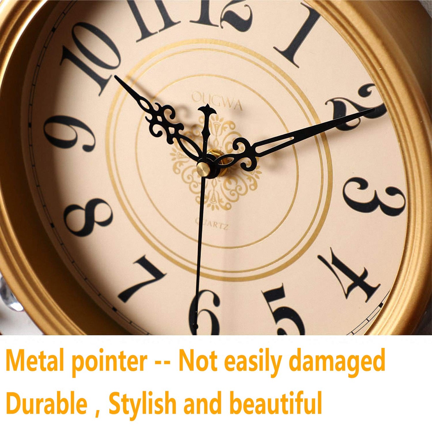 Crystal Metal Wall Clock Silent Non Ticking - 26"×21" Quality Quartz Battery Operated, Decorative for Kitchen, Living Room, Bedroom, Bathroom, Bedroom, Office