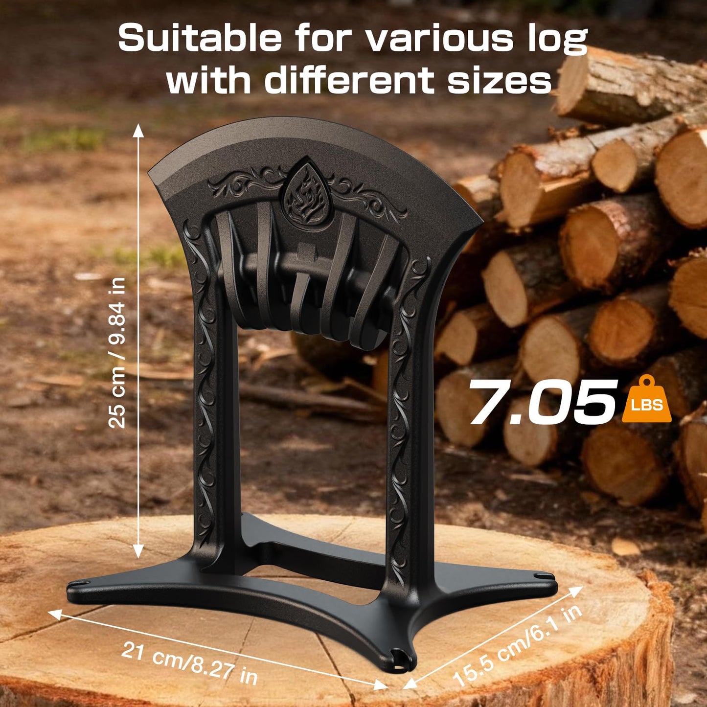 Poffattr Firewood Kindling Splitter for Wood, Heavy Duty Cast Iron Wood Splitters for Firewood with No Axe, Manual Log Splitter for Kindling Wedge Point with Safety Cover