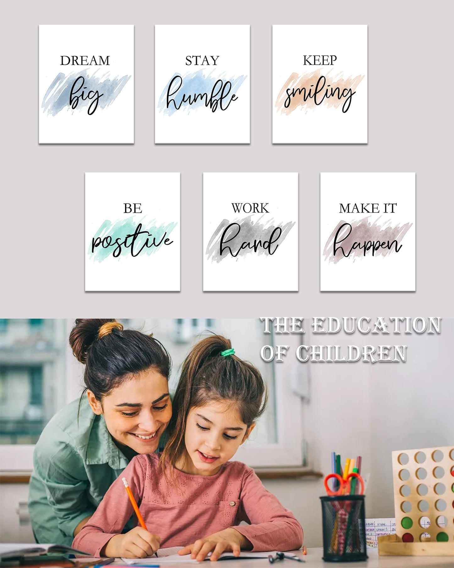 𝗗𝗿𝘀𝗼𝘂𝗺 Motivational Wall Decor Inspirational Office Wall Art Quotes Wall Art for Living Room Encouraging Canvas Posters for Office Bedroom Sayings for Wall Decor - 8” x10” x6 PCS (𝗙𝗿𝗮𝗺𝗲𝗱)