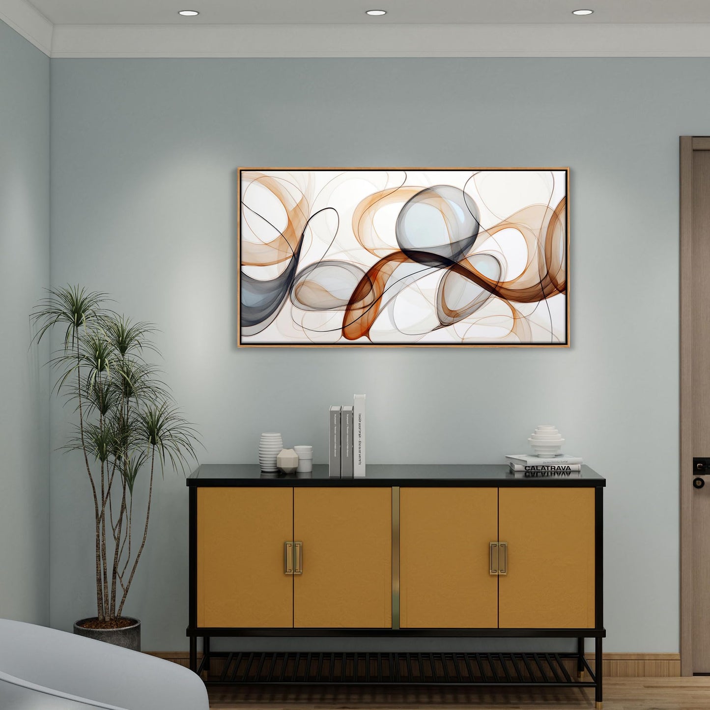 XLSJERST Modern Abstract Wall Art - Deep Spiritualism Art White And Brown Canvas Pictures Artwork Living Room Office Bedroom Wall Decor