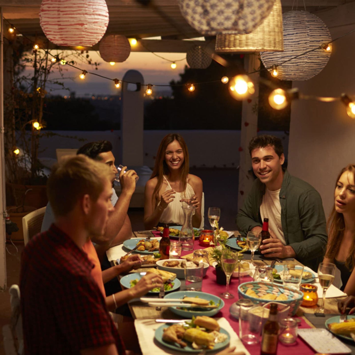 Zuske Outdoor String Lights Waterproof, 240FT Patio Lights with 124 Shatterproof G40 Globe Bulb(4 Spare), Connectable Dimmable Hanging LED String Lights for Outside Backyard Porch Balcony(120FTx2)