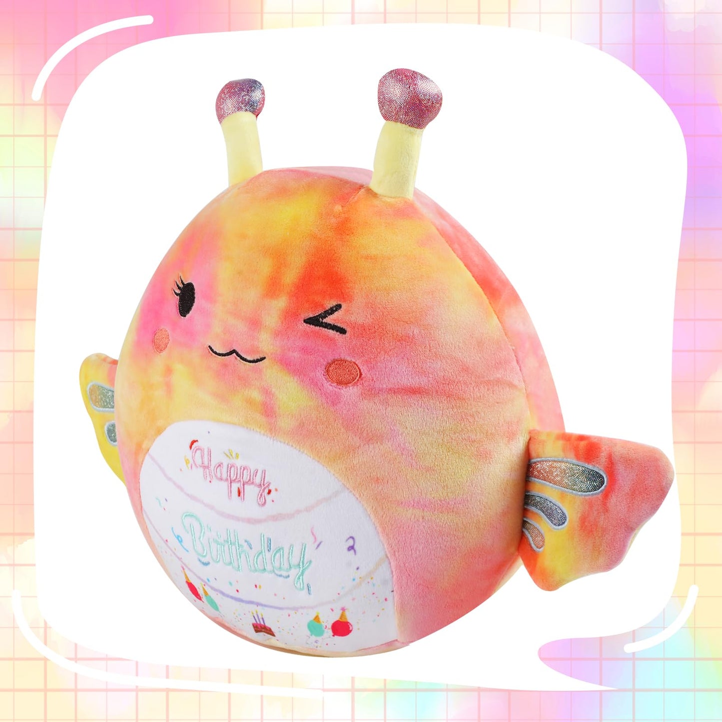 AWNOGKUE Stuffed Animal Butterfly Plush Toys 14 Inch Soft Unicorn Plushies Pillow Cute Rainbow Plushies Room Decoration Birthday Gifts for Kids Toddlers Girls and Boys (Large Butterfly)
