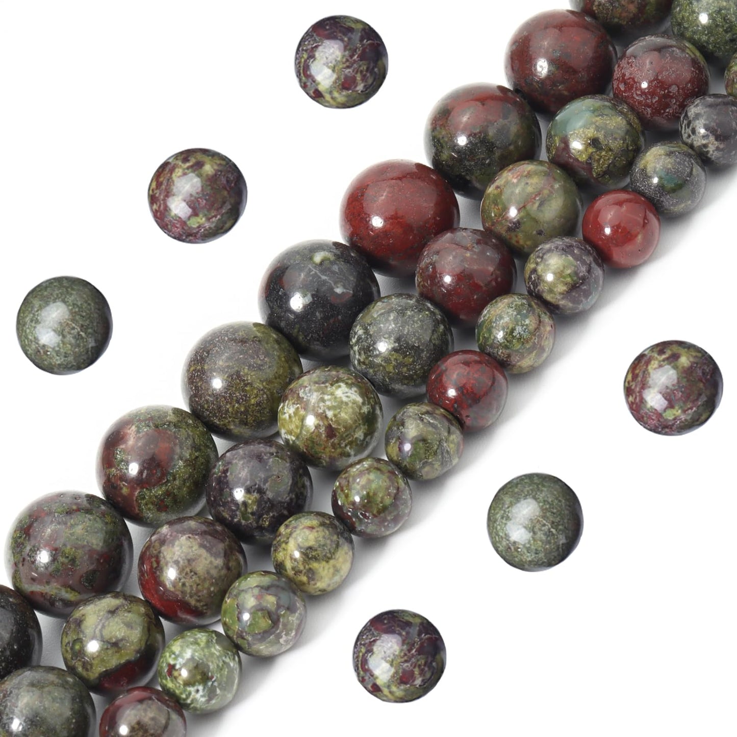 Siomia 60pcs 6mm Natural Dragon Blood Stone Gemstone Beads Energy Healing Crystal Round Loose Stone Beads for Jewelry Making, DIY Bracelets Necklaces