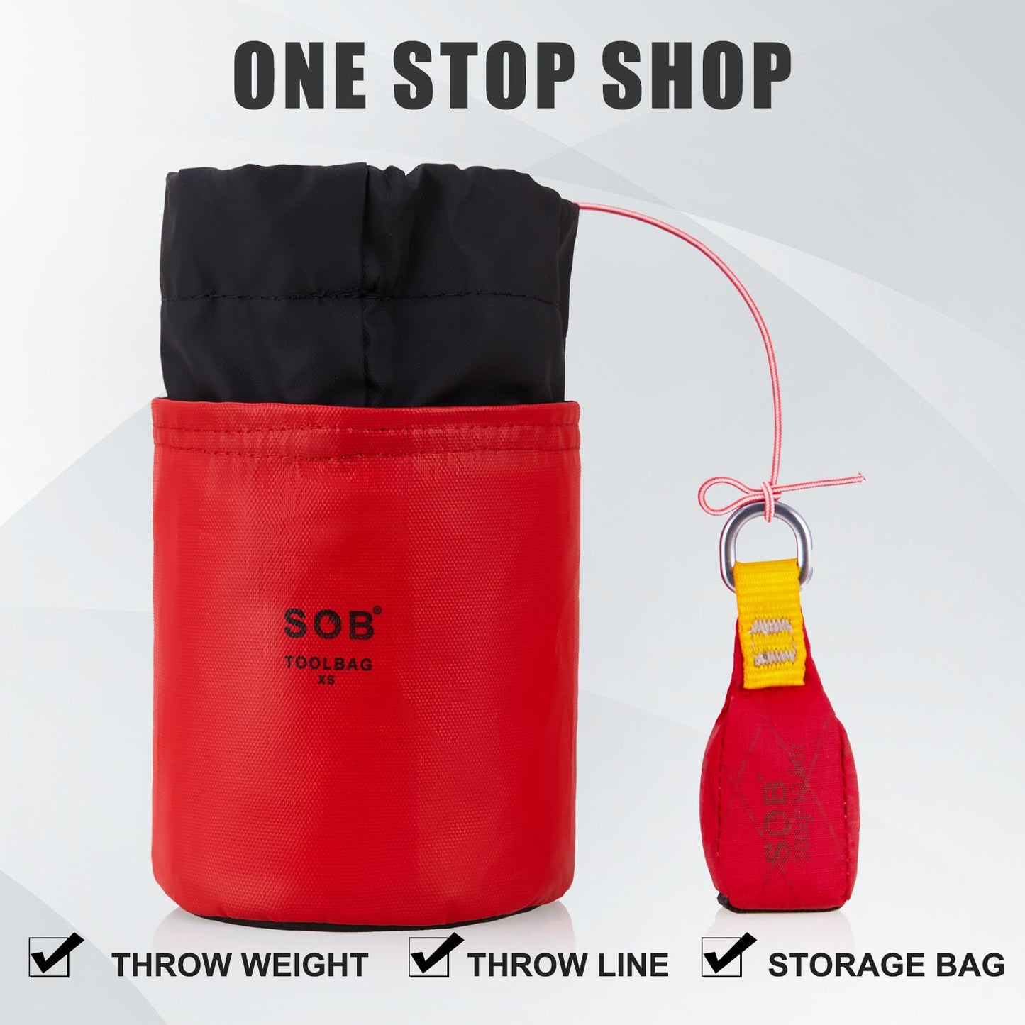 SOB Arborist Throw Line Kit with Slick Rope 197FT, Throw Weight, Reflective Storage Bag, Suit for Tree Cutting,Camping, Trimming, Hanging Swing ﻿