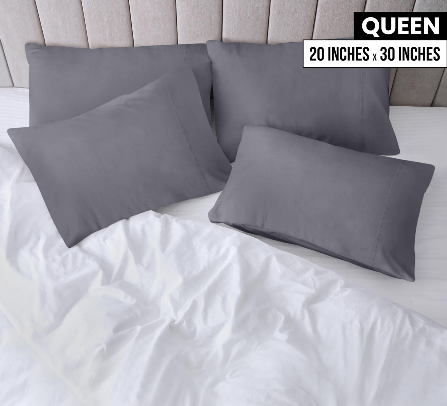 Utopia Bedding Queen Pillow Cases - 4 Pack - Envelope Closure - Soft Brushed Microfiber Fabric - Shrinkage and Fade Resistant Pillow Covers Queen Size 20 X 30 Inches (Queen, Grey)