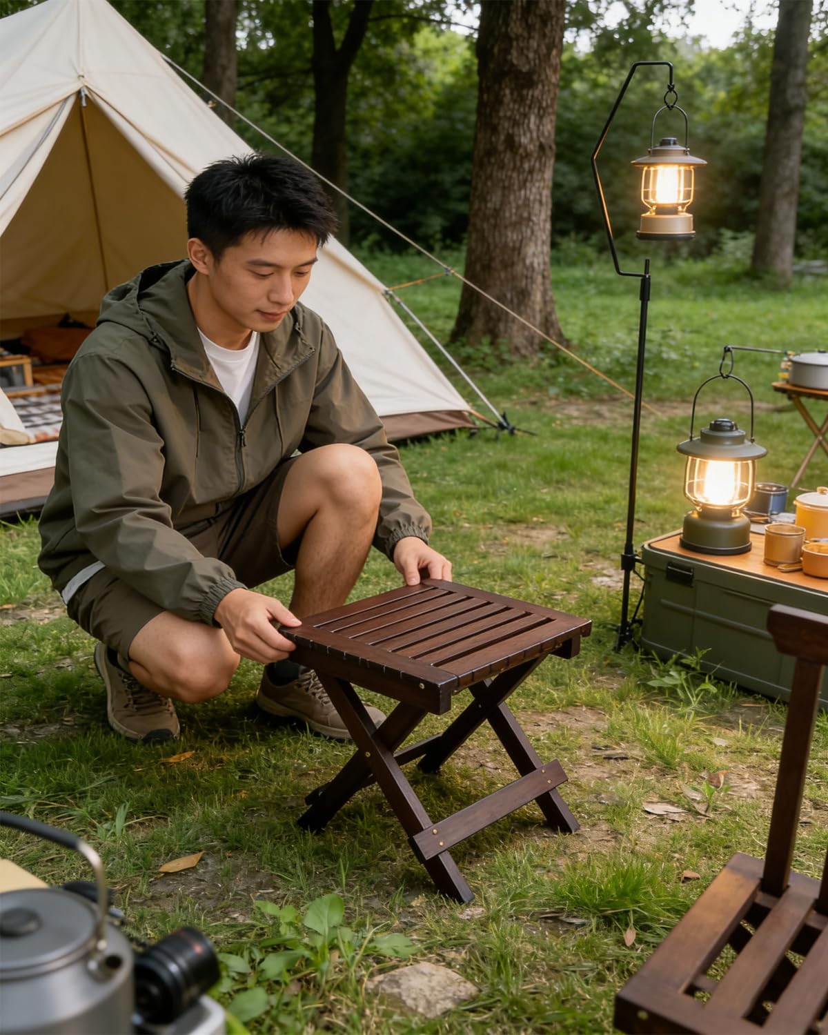 ZHEHUA Convertible Bamboo Stool with Back,Versatile Folding Stool for Home, Garden, Living Room, Kitchen, Bathroom, Bedroom - No Assemble Required