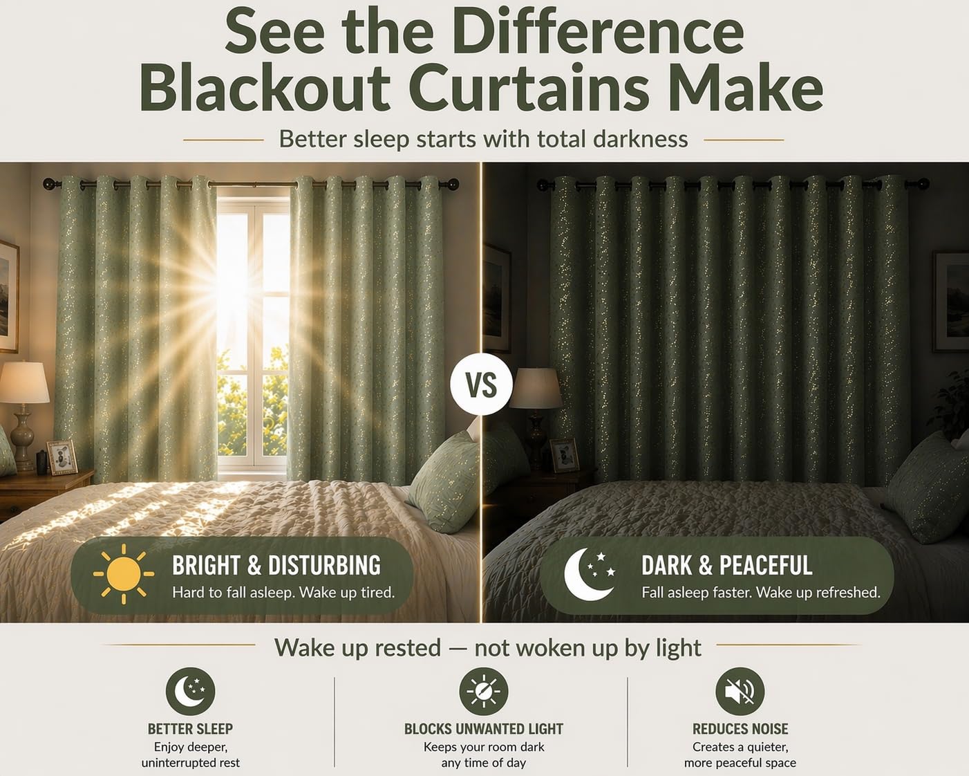 Dainty Home Blackout Curtains 76 x 84 Inch – Thermal Insulated Window Curtains for Bedroom & Living Room, Room Darkening Drapes, Noise Reducing Energy Saving Panels, 2 Panel Set (38” Wide Each)