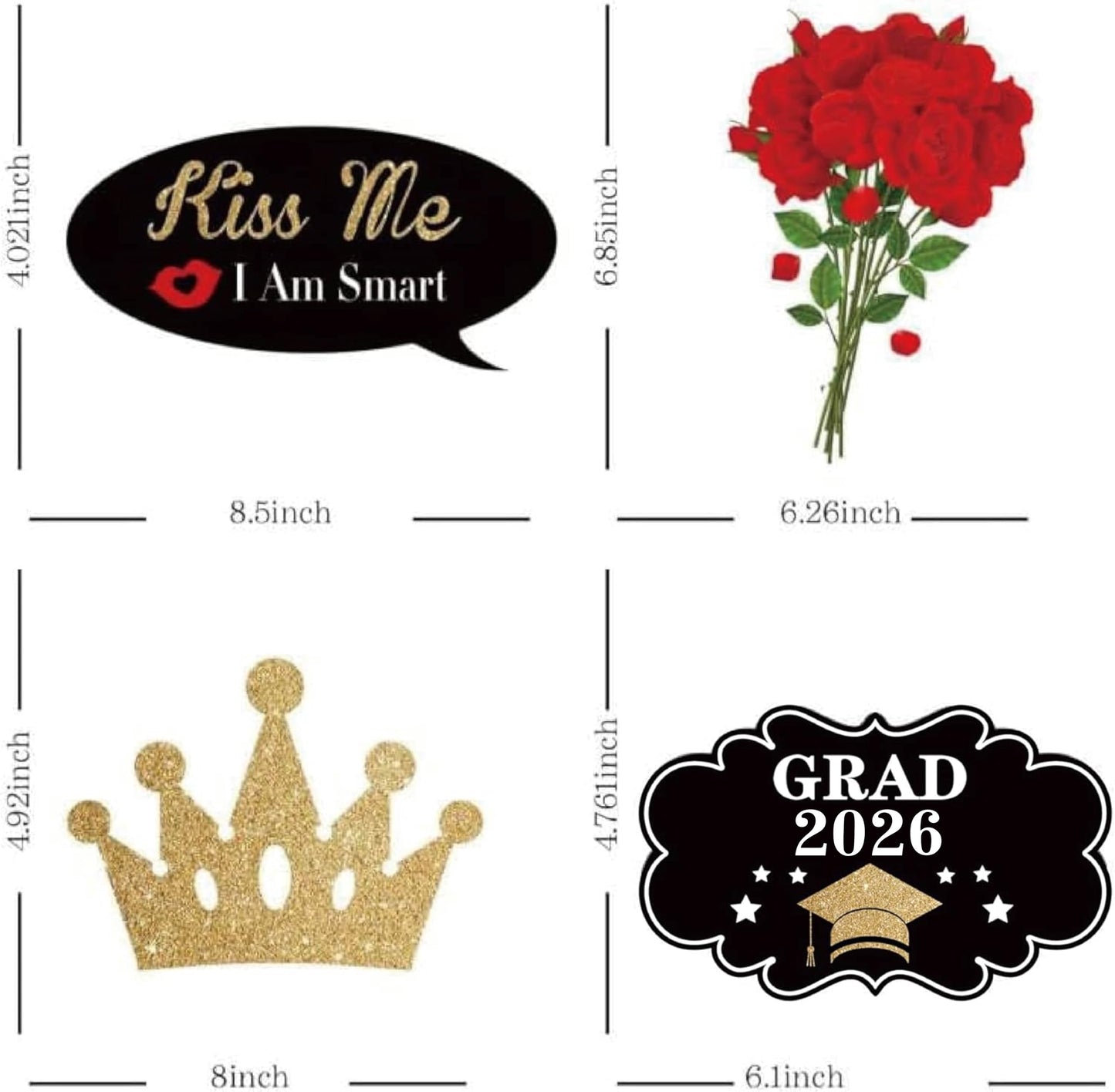Happy Graduation 2026 Photo Booth Props 35pcs Funny Large Graduation Photo Props Class of 2026 Grad Decor with Sticks for Kids Boy Girl Women Men Graduation Party Favors Supplies Decorations