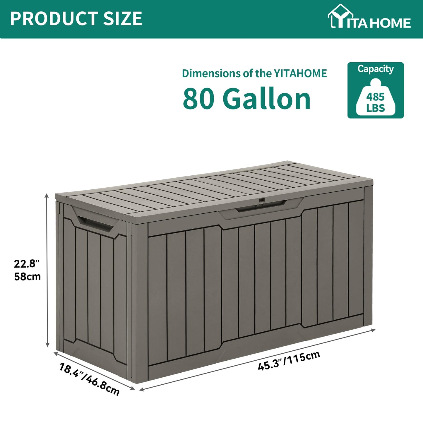 YITAHOME 80 Gallon Resin Deck Box, Waterproof Outdoor Storage Box, Lockable Indoor Outdoor Storage Bench for Supplies and Essentials, Taupe