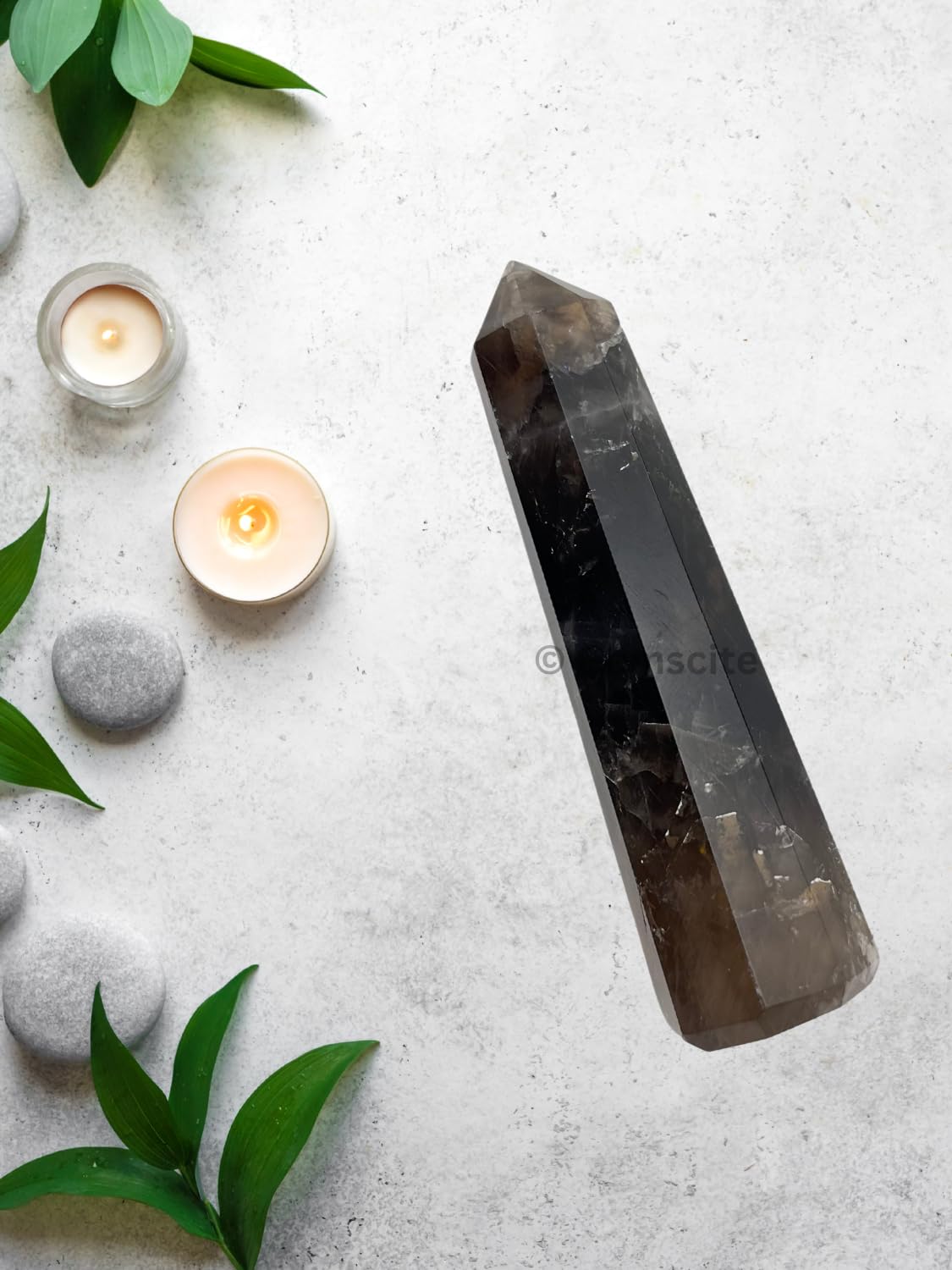 WholesaleGemShop 3 Inch (70 mm) Gemstones Smoky Quartz Obelisk Tower Jumbo Facet Aura Rock Crystal Natural Polished Earth Wand Spirit