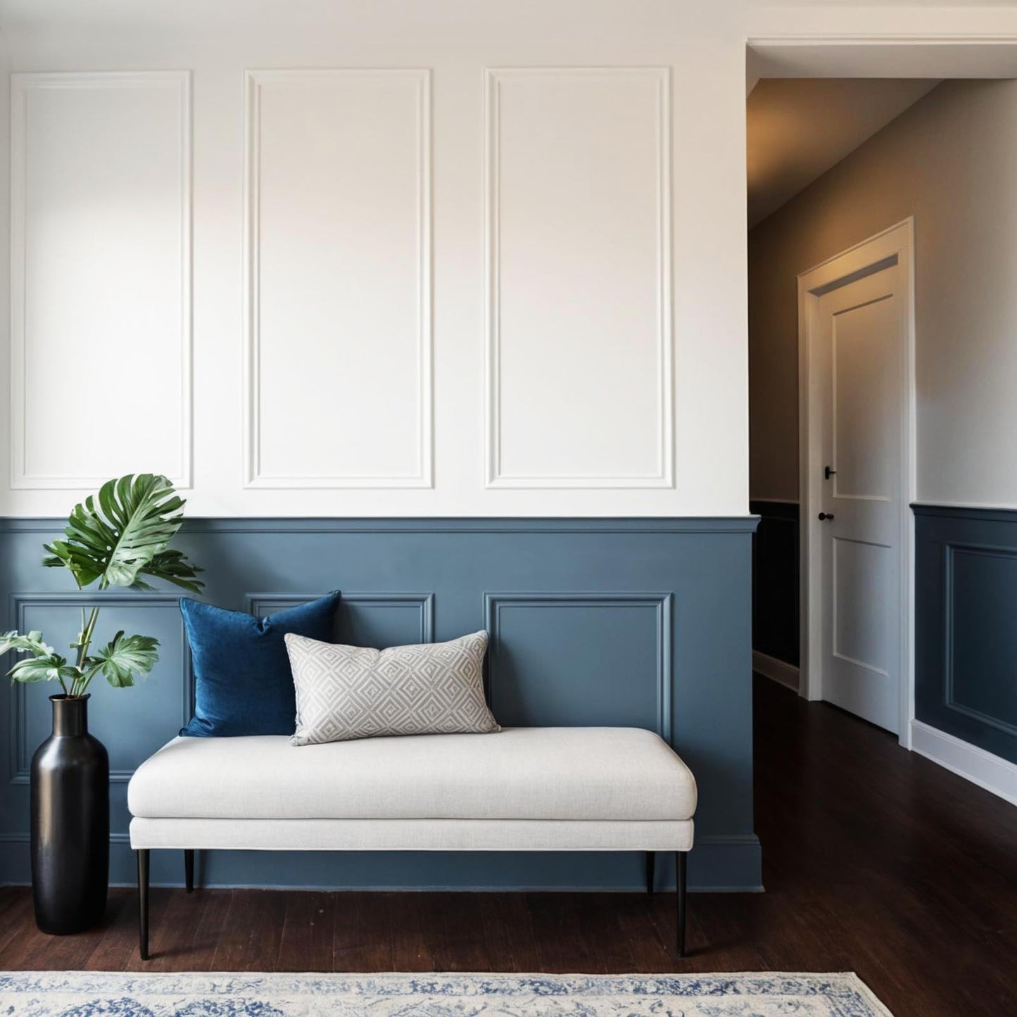 Upick Wall Molding Kit, Pre-Cut Peel and Stick Paintable Wainscoting Panels, Decorative Trim for Accent Walls (24"x54", 6-Frame Set)