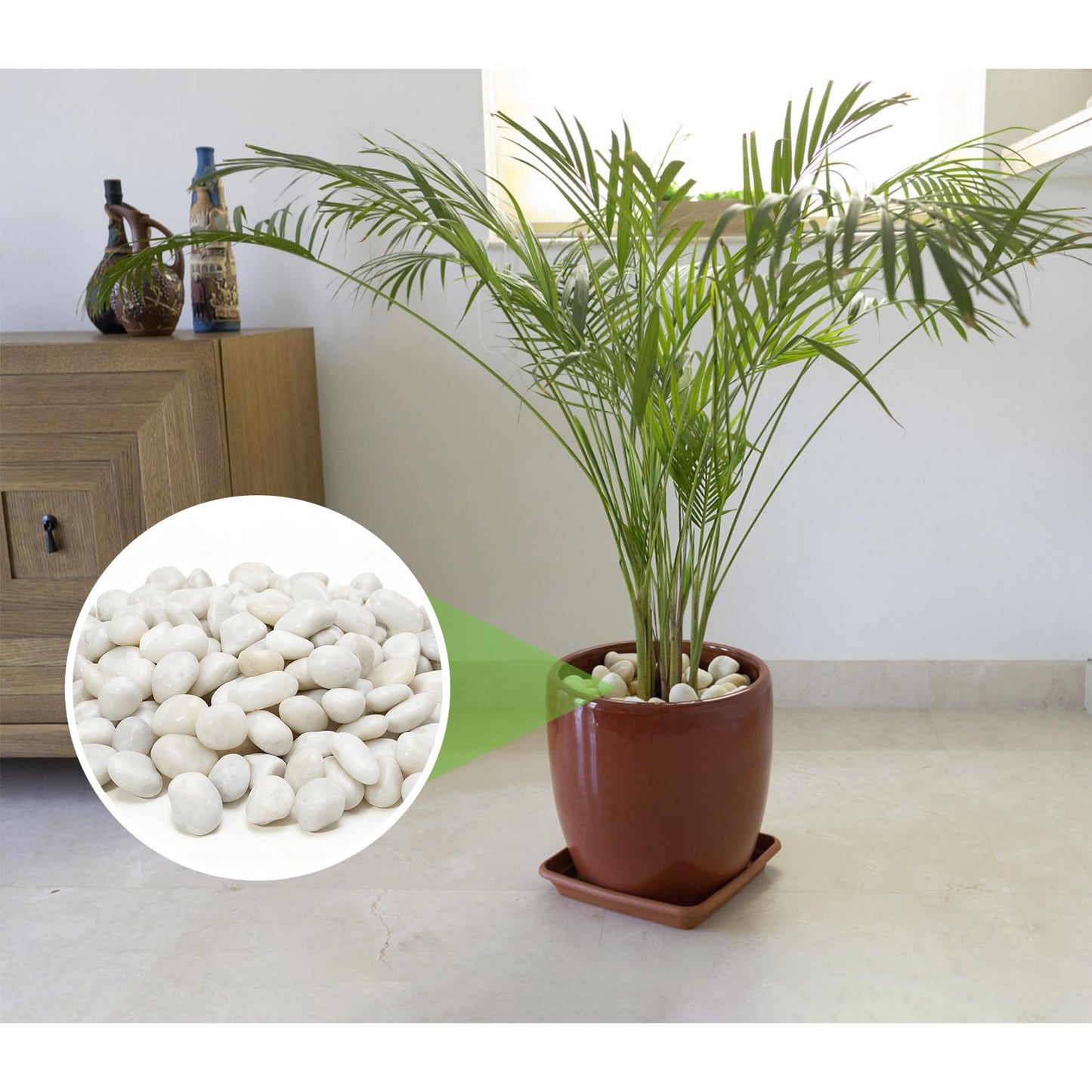 Mr. Fireglass 10lb White River Rocks, 3/8 inch Natural Decorative Polished Pebbles Aquarium Gravel Stones for Landscaping, Indoor Plants, Vase, Succulent, Fish Tank