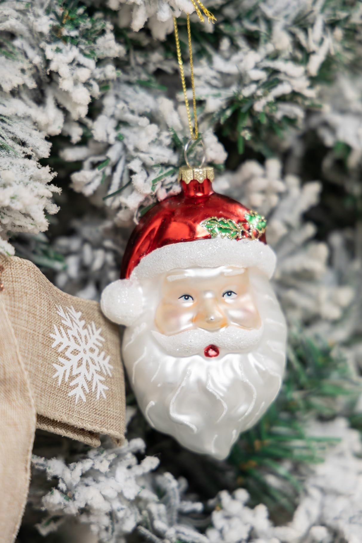 2 Count Glass Santa Head Christmas Ornament, Glass Santa Head Ornaments for Christmas Tree