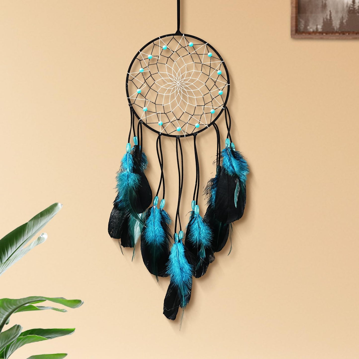 Dream Catchers Pendant Decorations, Handmade Dreamcatcher, Suitable for Living Room, Bedroom Ornament（Blue）
