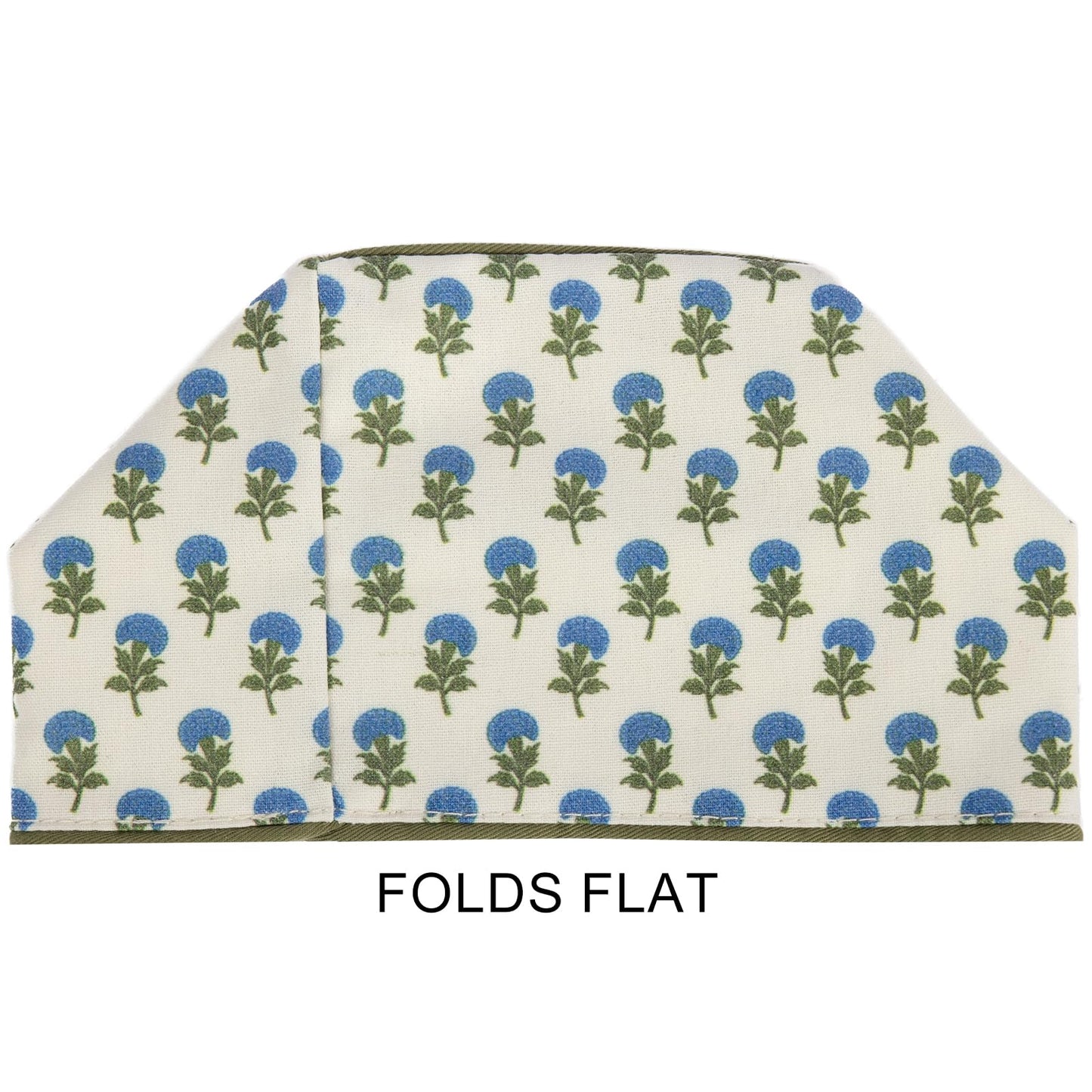 3Pcs Blue Flower Cotton Tissue Box Cover Hand Block Printed 5" x 5" x 5.5" Square Soft Reusable Floral Napkin Holder for Home Kitchen Dining Bathroom Office Cafe (Blue)