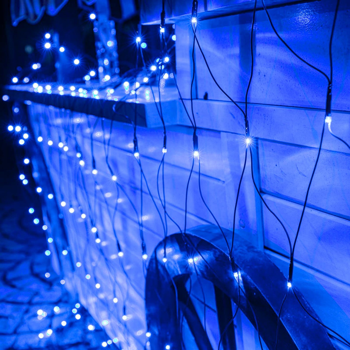 iBaycon 4ft x 6ft Christmas Net Mesh lights, 8 Modes Timer Connectable Waterproof Christmas Lights for Trees, Bushes, Wedding, Garden, Outdoor Decorations (Blue, 1PACK)