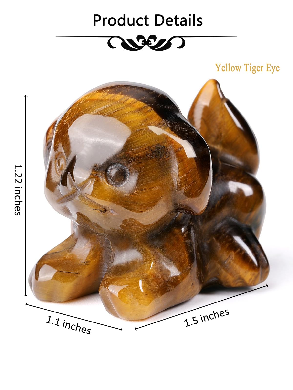 CrystalTears Tiger Eye Crystal Dog Figurine, 1.5” Healing Gemstone Dogs Puppy Statue Ornament for Home Office Decor, Cute Lucky Crystals Dogs Gifts for Gifts for Women Dog Lovers Men Christmas