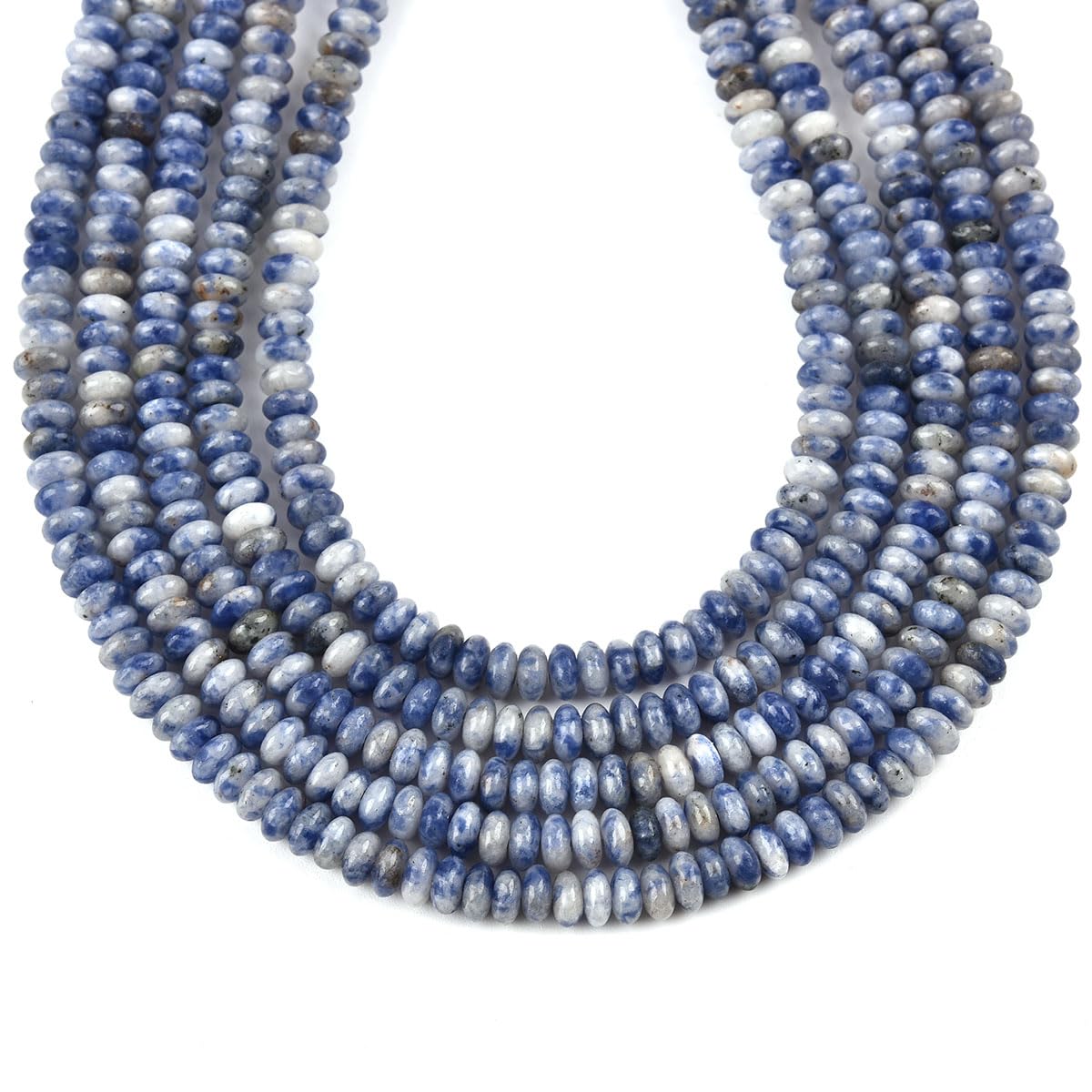 160pcs 4x2mm Natural Blue White Sodalite Disk Rondelle Spacer Stone Semi Precious Gemstone Loose Beads for Jewelry Making 15 Inch
