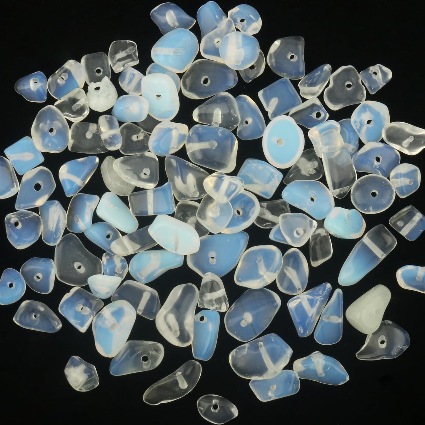30in White Opalite Natural Chip Stone Beads 5-8mm About 230pcs, Irregular Drilled Translucent White Bead for Bracelets Jewelry Making Supplies for Adults, DIY Crafts.