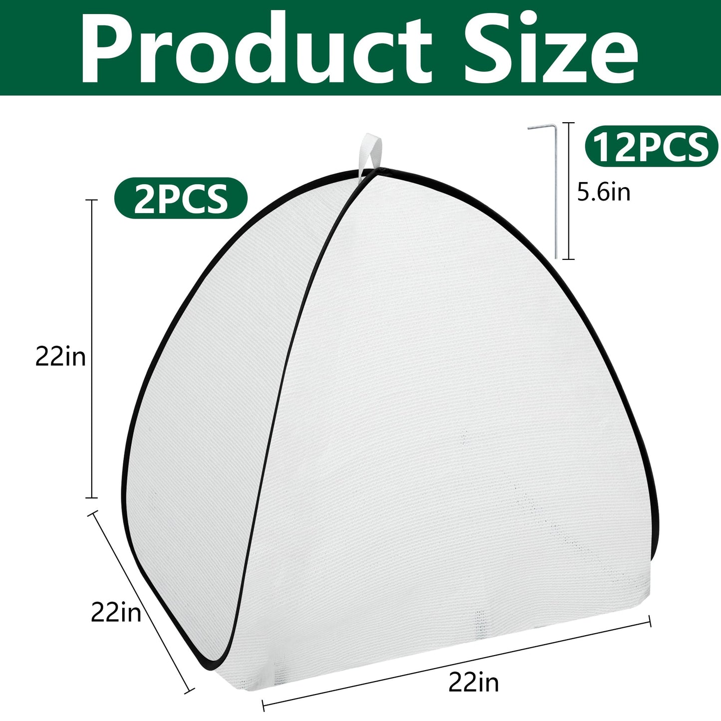 DECOHS 2 Pcs White Pop Up Plant Shade Cover Tent, 22 x 22 x 22 Inch Garden Sunshade Cloth Sun Protection Tent, Sunblock Plant Cover Net with Stakes for Outdoor Plants Flower Potted
