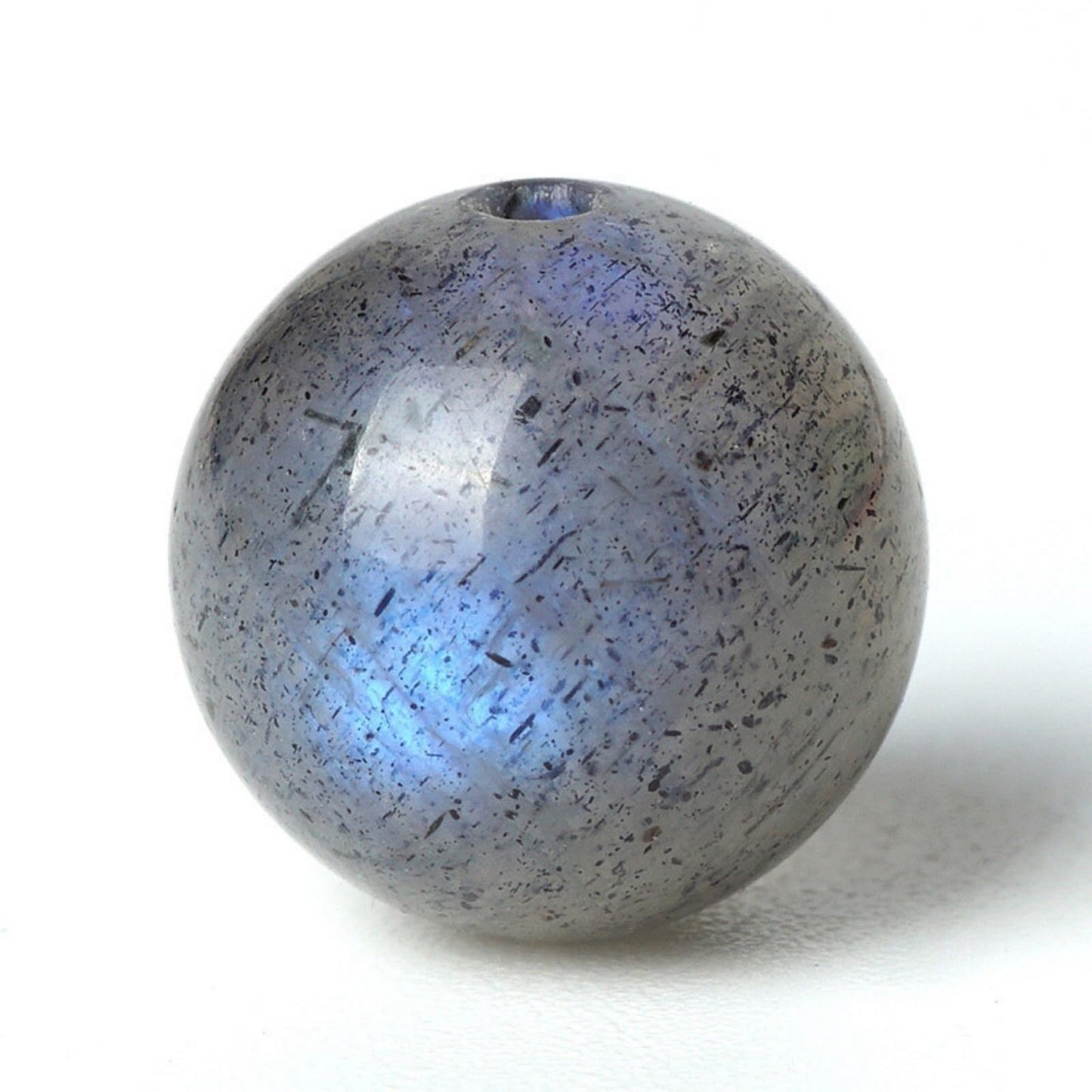 100Pcs Natural Stone 6mm Grey Moonstone Round Loose Gemstone Energy Healing Beads Hole Size 1mm DIY Smooth Beads for Bracelet Necklace Earrings Jewelry Making