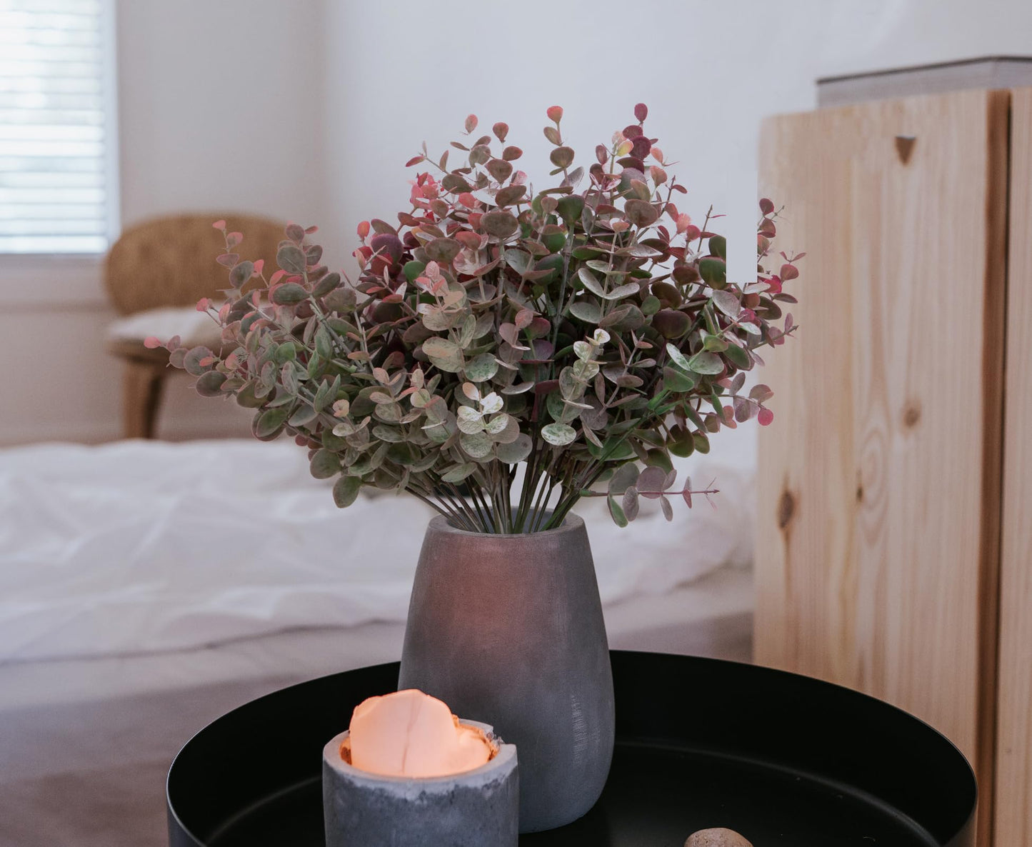 YOOHOTOUCH 5 Bundles Artificial Eucalyptus Stems，Faux Greenery Fake Dust Frosted Eucalyptus Branches Leaves，Fake Plants for Decoration（Dusty Mauve）