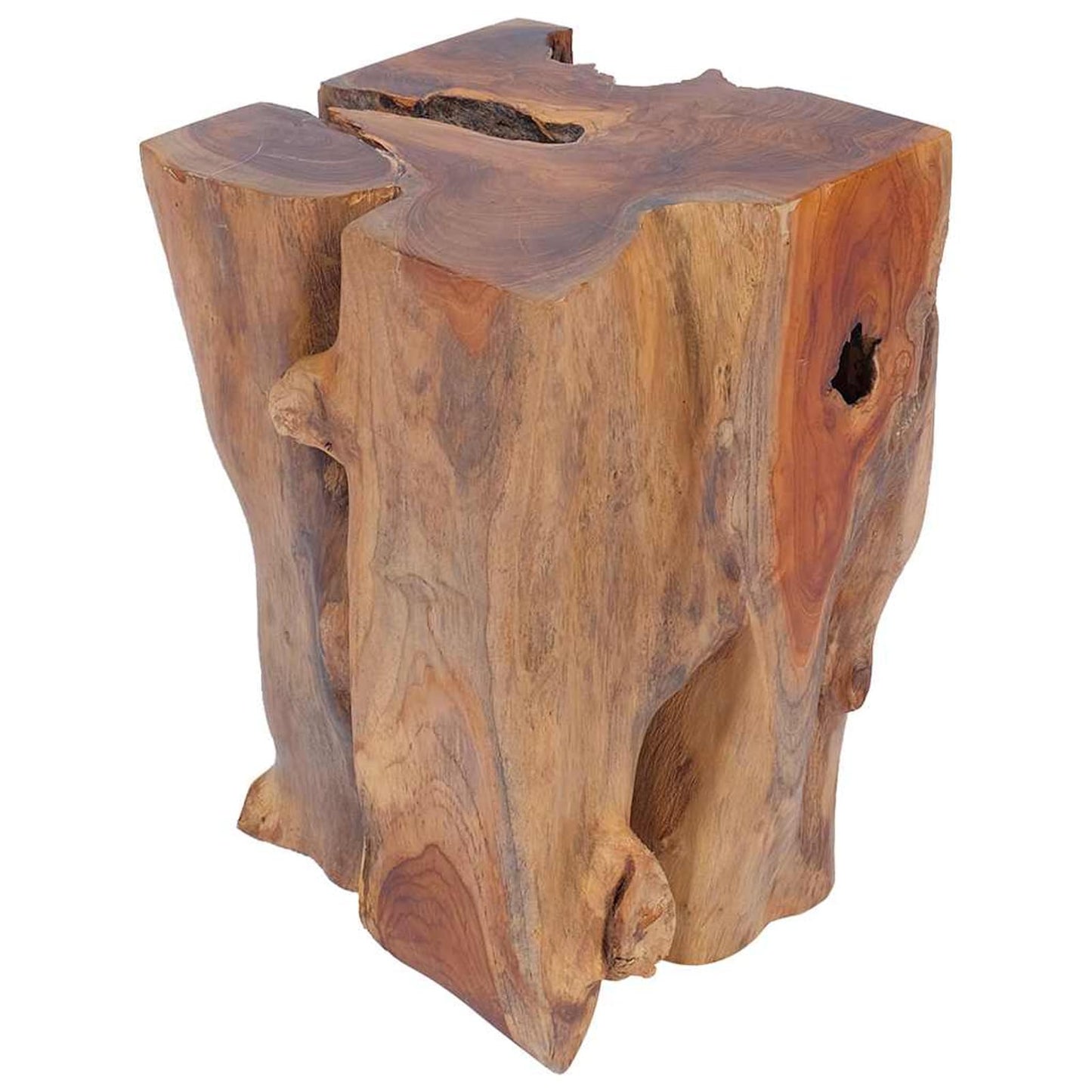 Gecheer Rustic Teak Wooden Stool, Handmade Retro Style Footrest, Side Table for Home Decor 30 x 30 x 40 cm