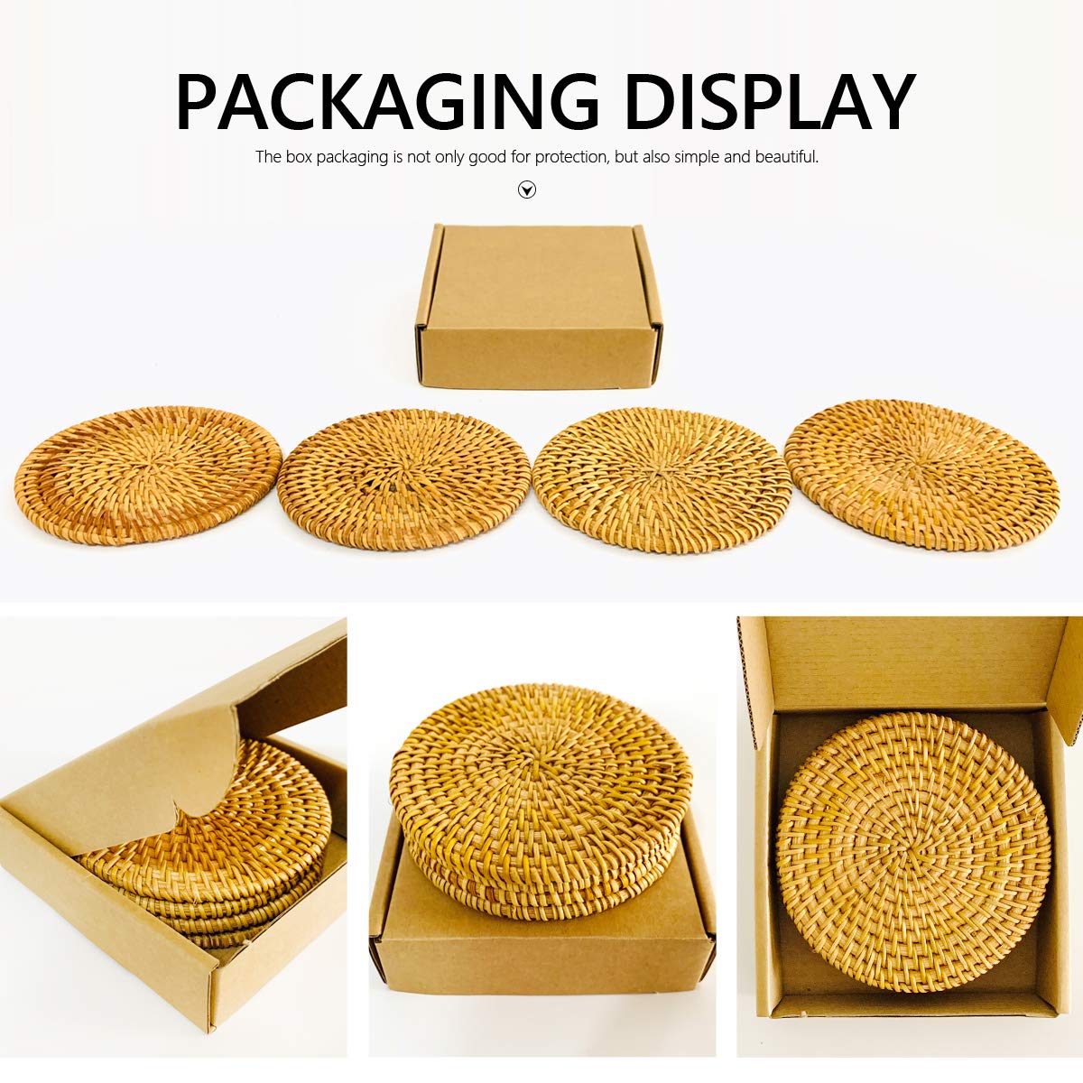 Handmade Braided Drink Coasters, Set of 4, 3.94’’ Round, Ideal for Gifts & Home Decor
