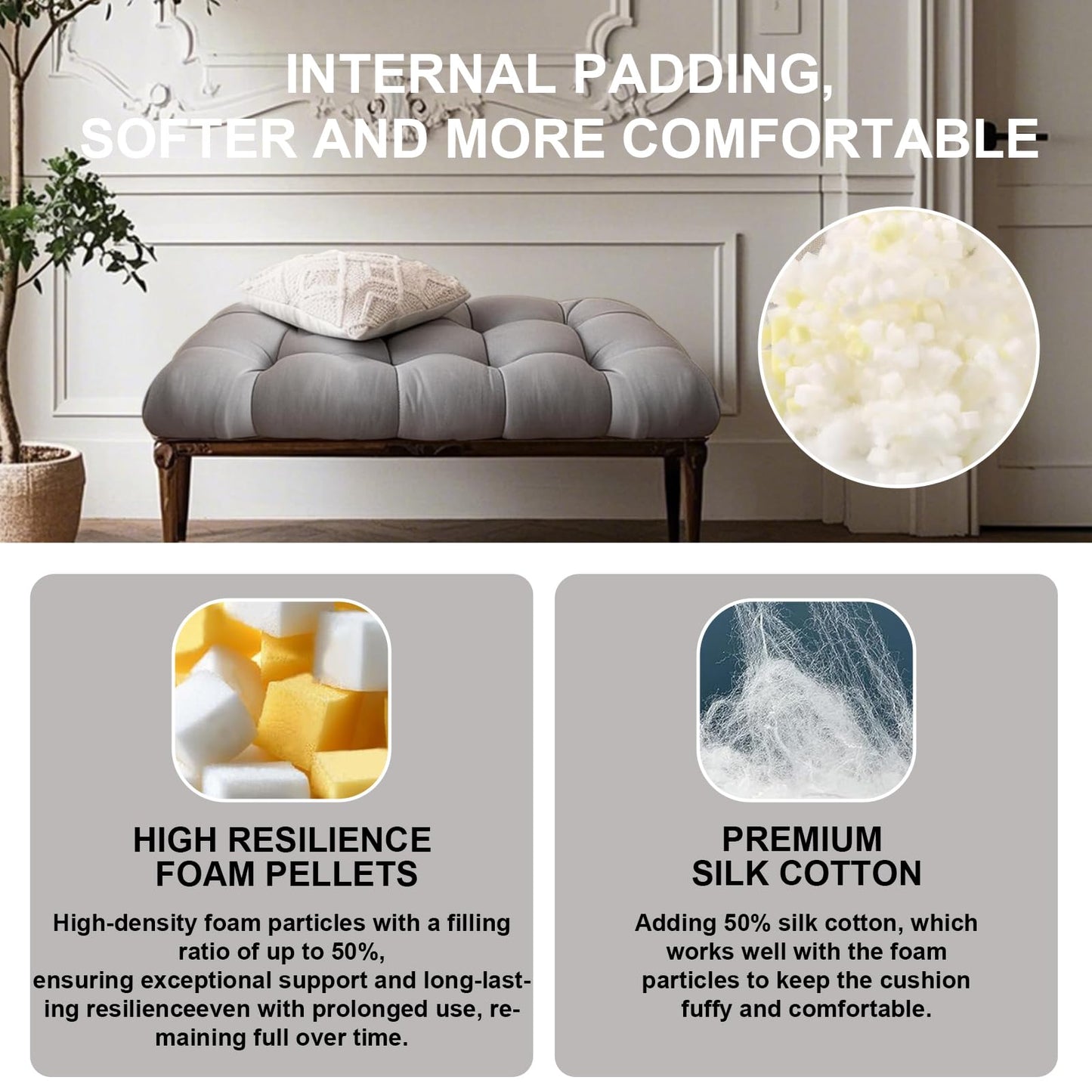 RDMTZD Custom Bench Cushions, Furniture Cushion, Indoor/Outdoor Non-Slip Tufted Swing seat Cushions, Piano Bench/Sofa Cushions, Indoor/Outdoor Patio