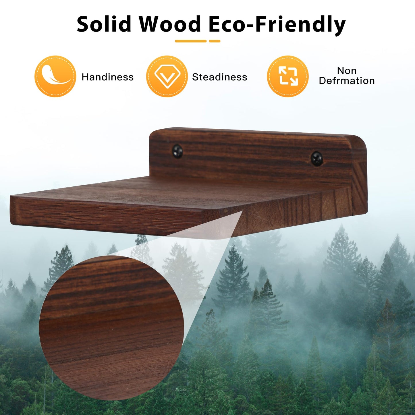 NIUBEST Small Floating Shelf,5x5 Inch Dark Walnut,Set of 3 Small Wall Shelves for Bedroom Living Room Bathroom Kitchen Decor