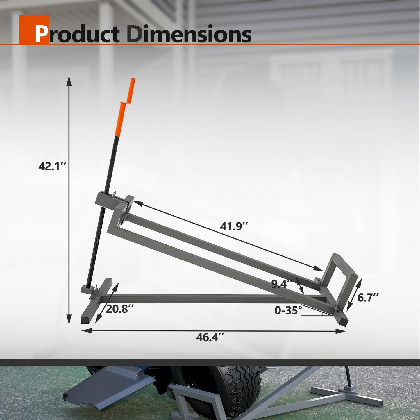 RocVanc Lawn Mower Lift Jack for 41" Ride on Lawn Mowers & Garden Tractors, 880Lbs Foldable Riding Lawn Tractor Lift Telescopic Maintenance Jack Lift Platform with Manual and Power Tool Handles (Grey)