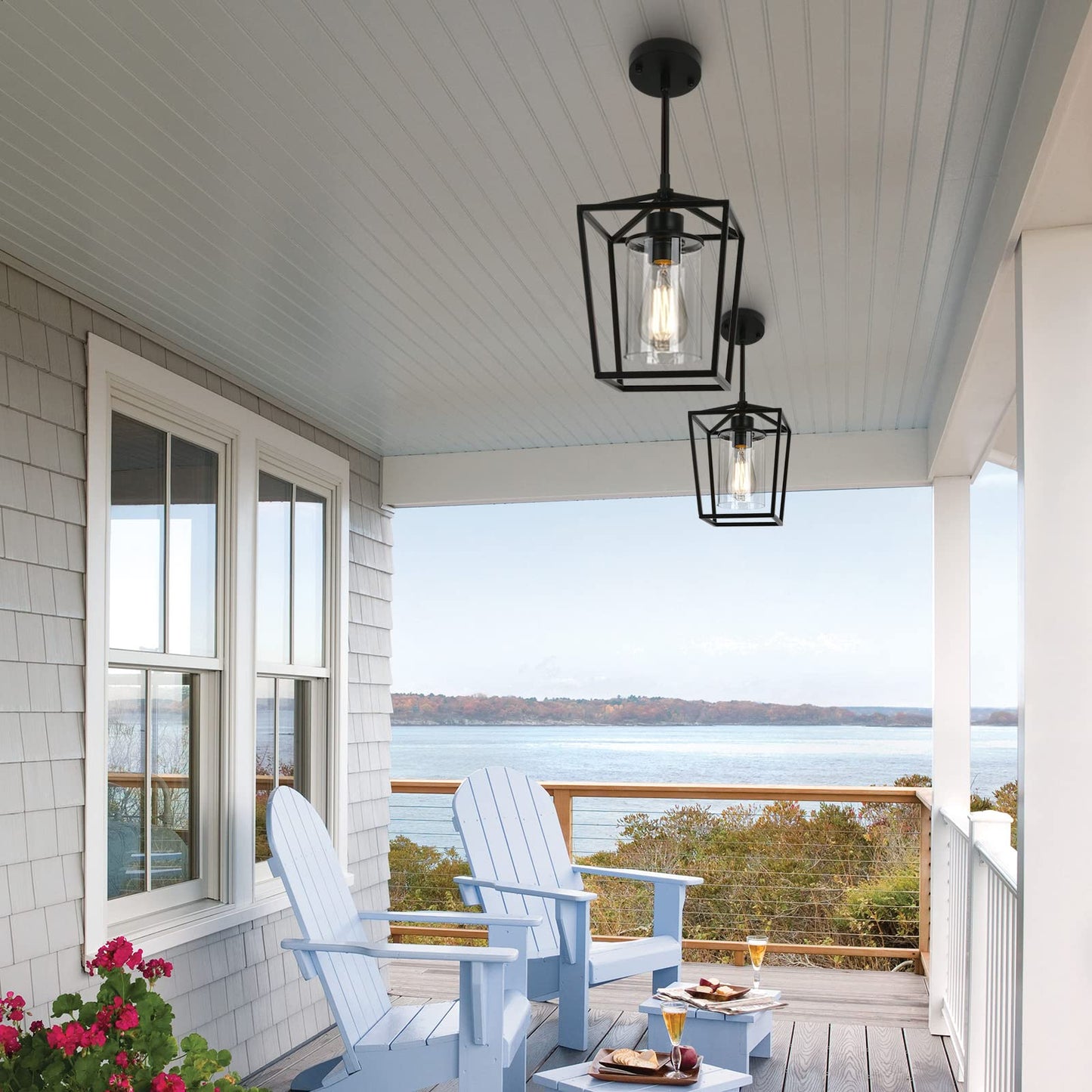 GZJunYo Black Pendant Lights Kitchen Island, 1-Light Farmhouse Kitchen Pendant Lighting Over Island, Metal Cage Island Hanging Lights for Kitchen, Dining Room, Entryway, Hallway, Foyer