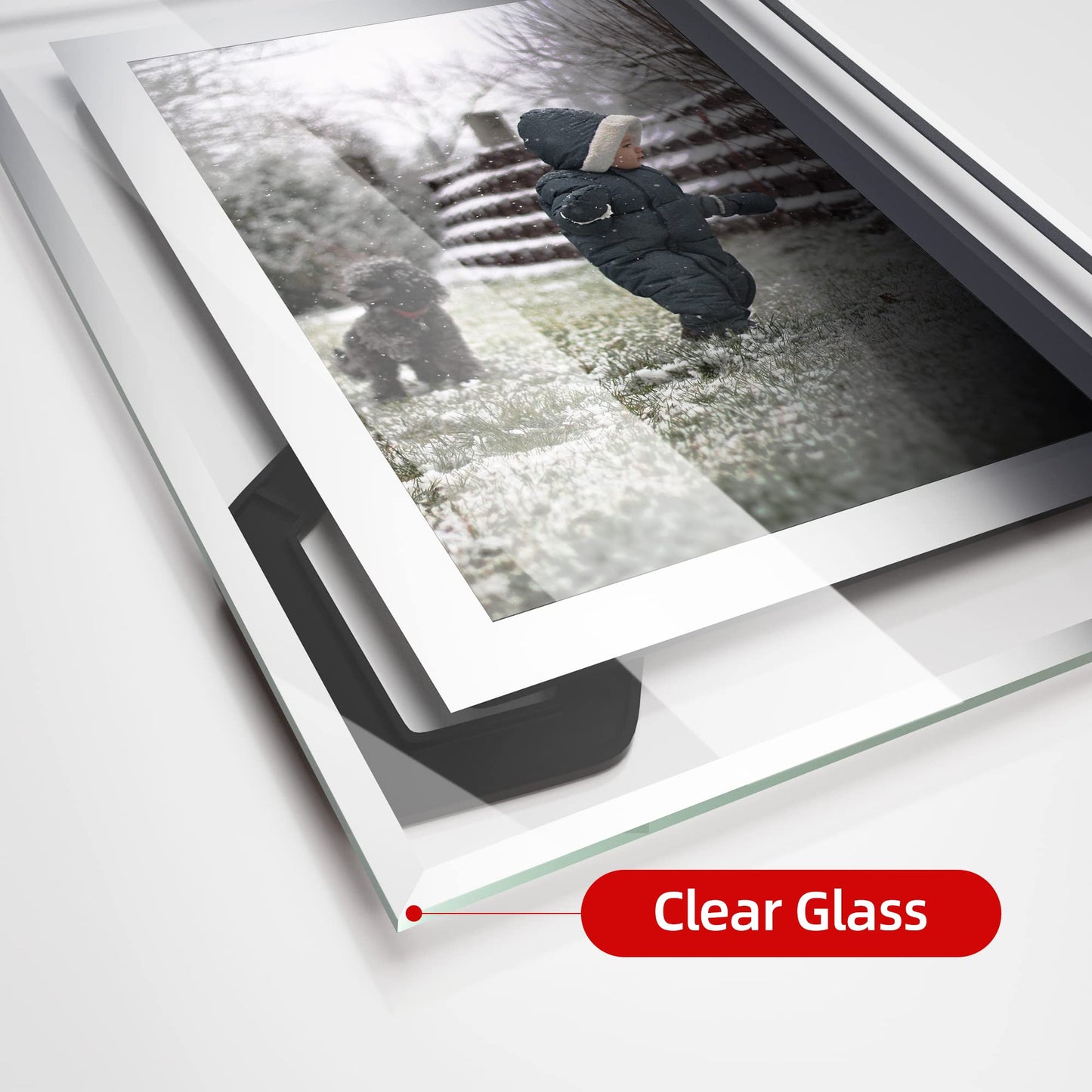 Komimaci 5x7 Picture Frames - Glass Photo Frame for Tabletop/Desktop Display, Horizontal/Vertical Orientation, Silver Finish