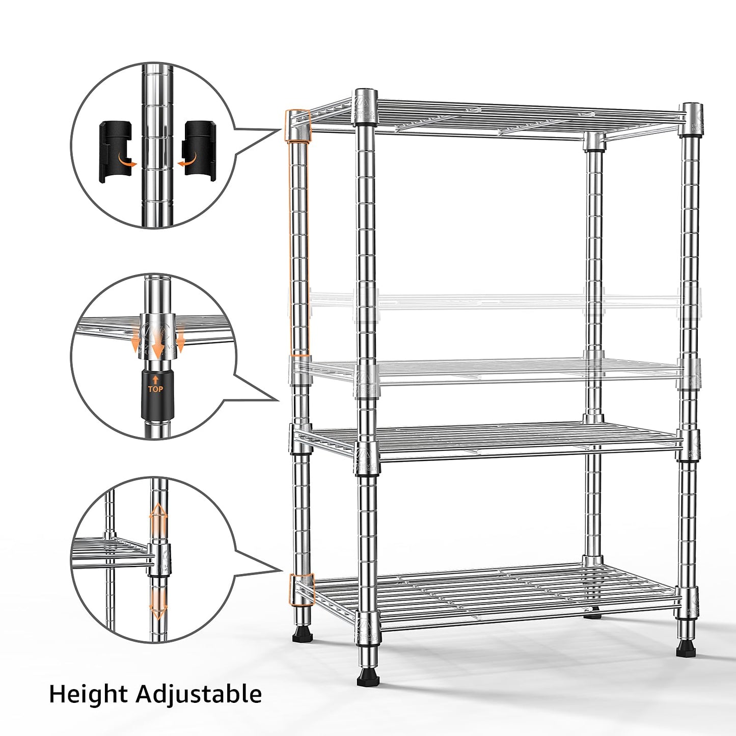 M MZG 450 lbs Wire Storage Shelving 3-Tier Utility Shelving Unit Steel Organizer Wire Rack for Home,Kitchen,Office,Chrome(11.8" D x 17.7" W x 26.4" H)