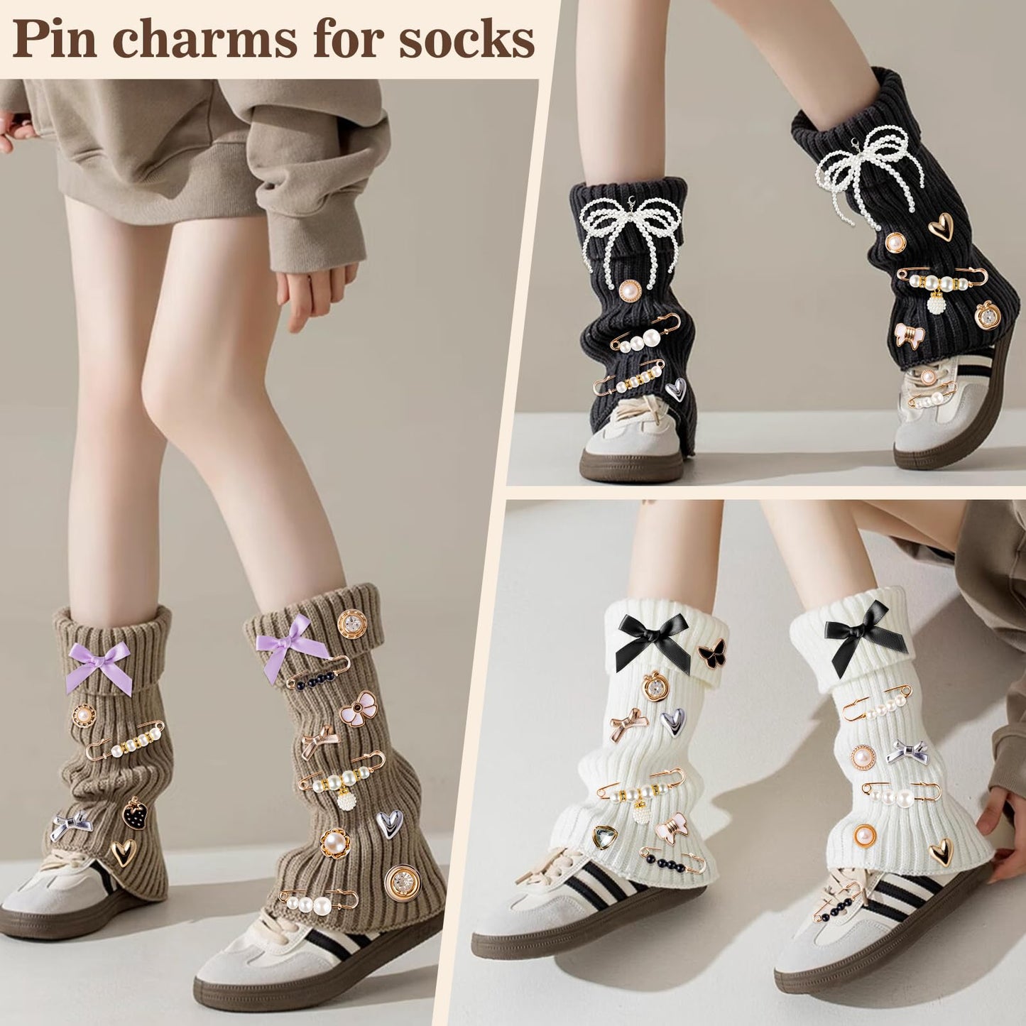 RQAYE 50pcs Shoe Charms for Sneakers & Accessories - DIY Shoe Lace Pearl Rhinestone Brooches and Pins for Women,Junk Socks Charms Kit and Satin Cute Shoelace Accessories