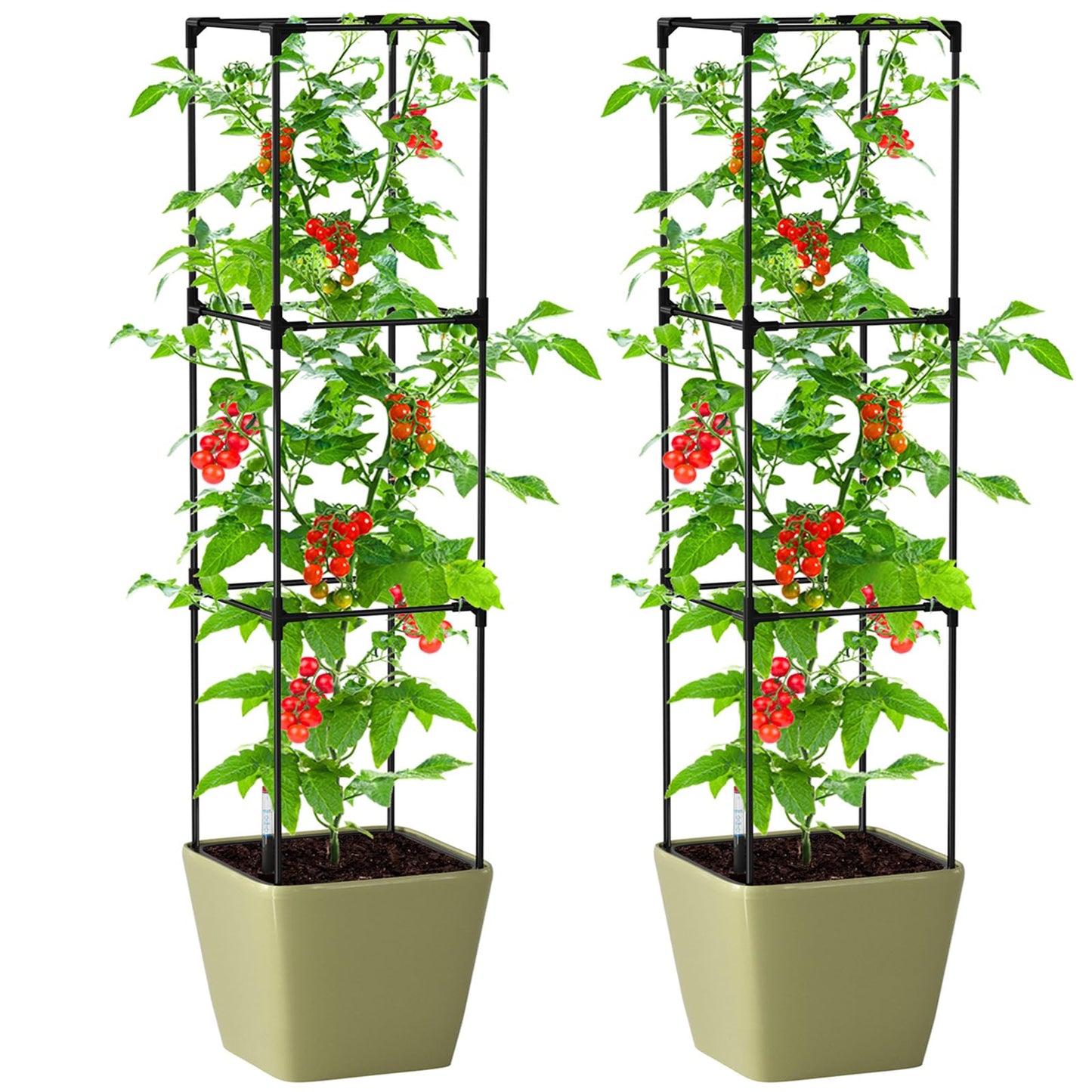 UrGROWA Tomato Planter Box with Trellis, Self Watering Rolling Raised Garden Bed with Water Level Monitor for Climbing Vegetables Plants Cage, Garden Planters Plant Pots for Plants Flowers Decor