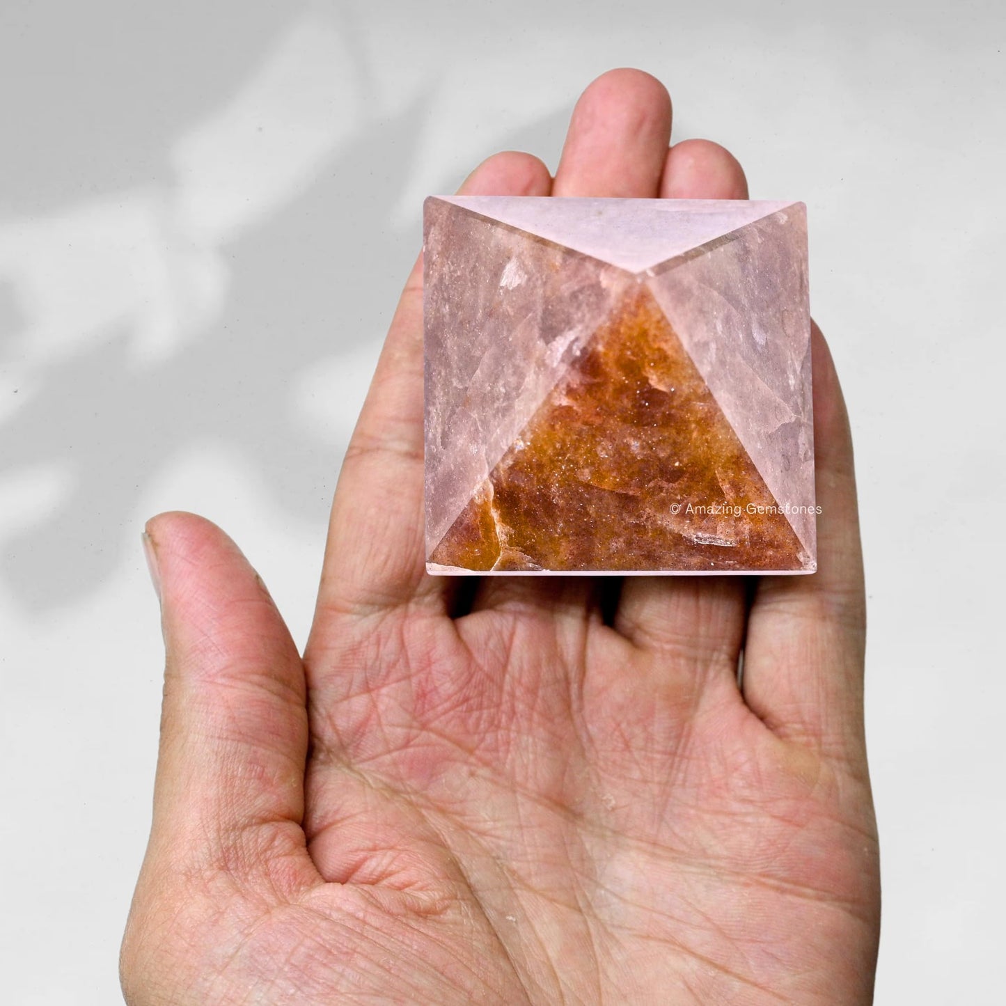 Amazing Gemstone Strawberry Quartz Pyramid Crystal Healing Stones - 2" Great Pyramid Figurine of Natural Stone Pyramid for Meditation, Reiki, Chakra Balancing and Crystal Pyramids Grid