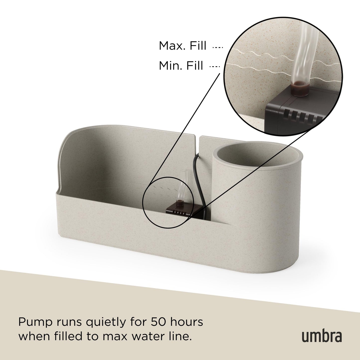 Umbra Stream Water Fountain for Tabletop Desktop - Soothing and Calming Zen for Bedroom or Office, Sand