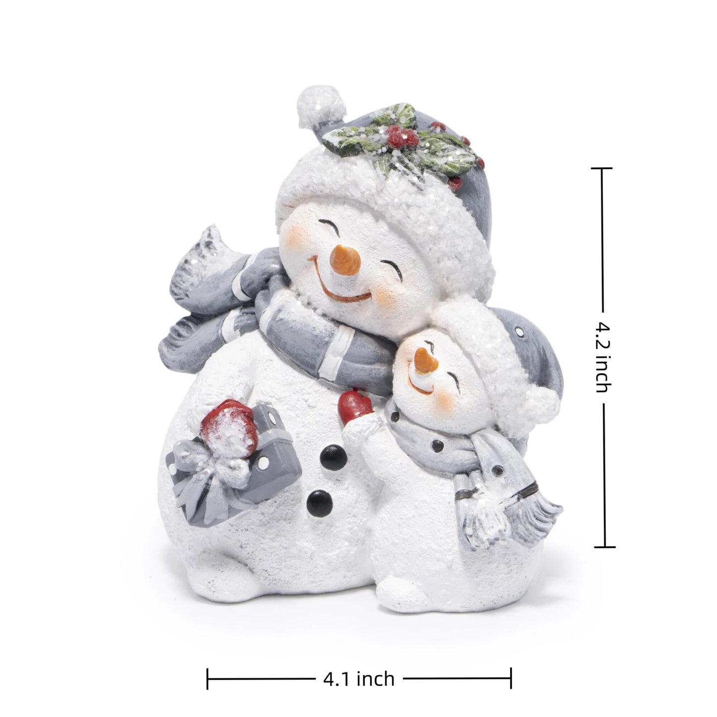 Hodao Snowman Figurines Decorations, Resin Snowman Ornaments for Indoor Home Decor, Cute Holiday Figurine Gifts for Bedroom, Living Room, Winter New Year Gift，Office Table Display