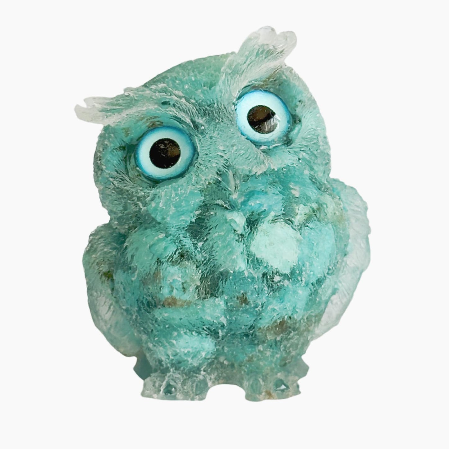 XYLIBLLA Hand-Carved Natural Crystal Owl Statue Owl Decor ，Green Owl Figurine, Animal Figurines Desk Decor and Owl Gifts for Women.（Turquoise）