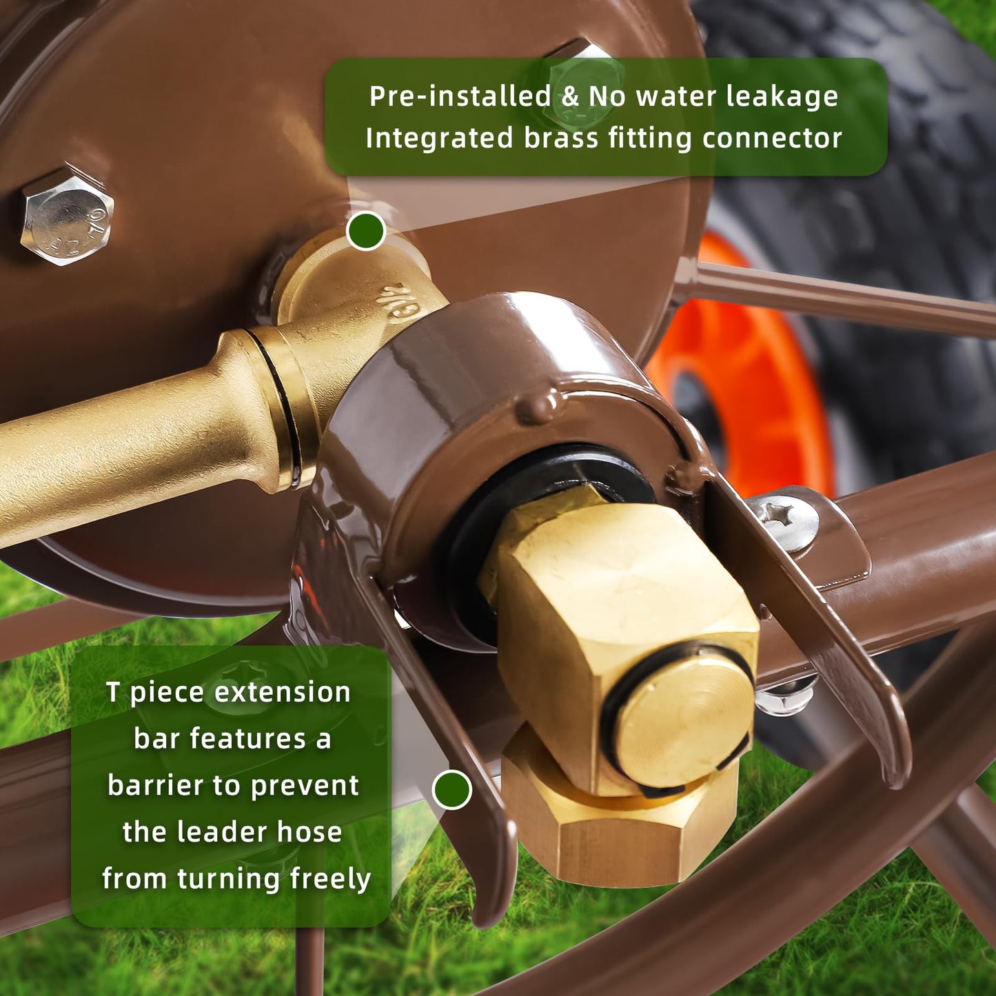 WERMAH 2025 Upgrade Hose Reel Cart, Hold Up to 300 ft of 5/8'', Garden Hose Cart with 4 Wheels, Heavy Duty Freestanding Water Hose Reels for Outside Garden Lawn Yard Outdoor